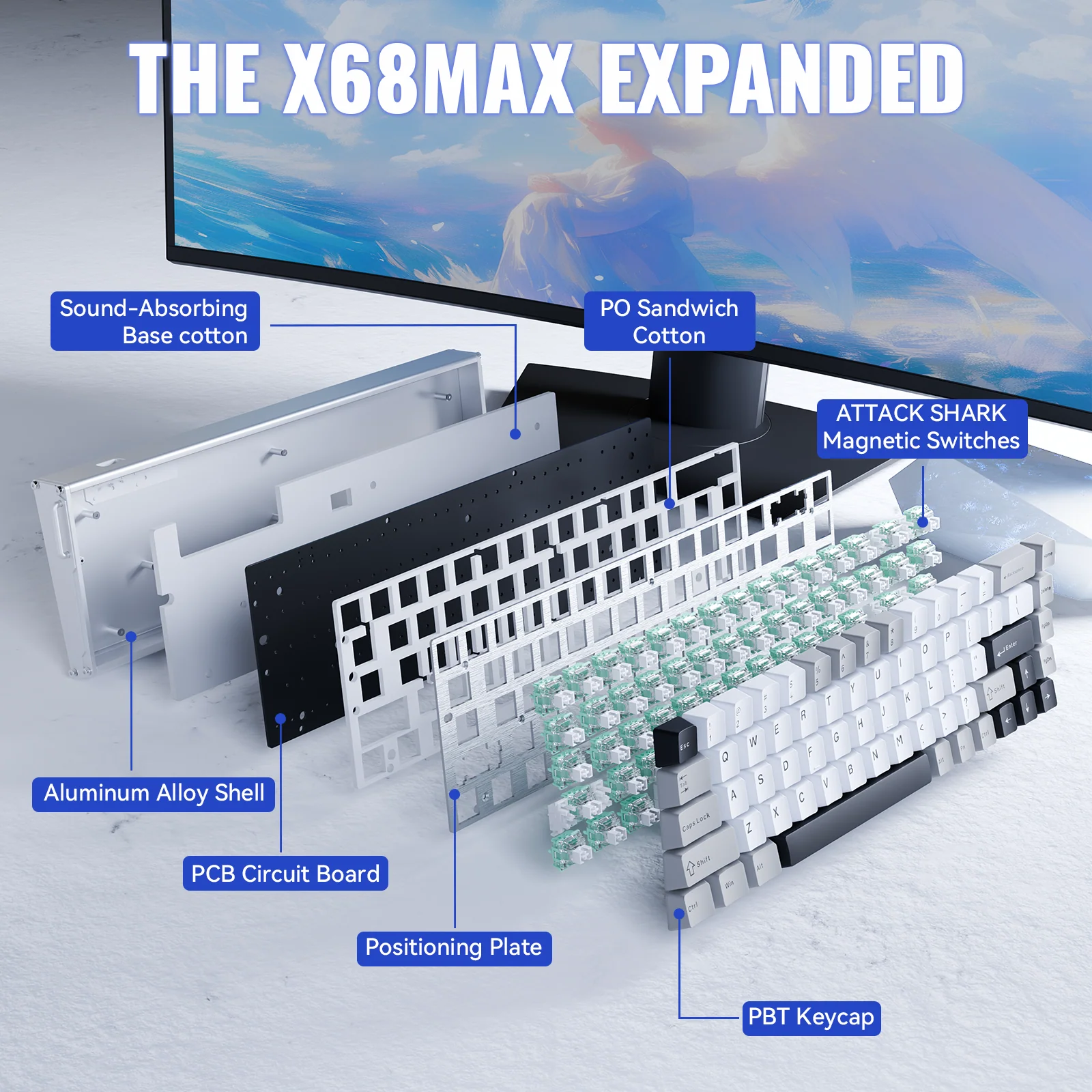 ATTACK SHARK X68MAX HE Rapid Trigger Aluminum Keyboard Magnetic Switch - Image 8