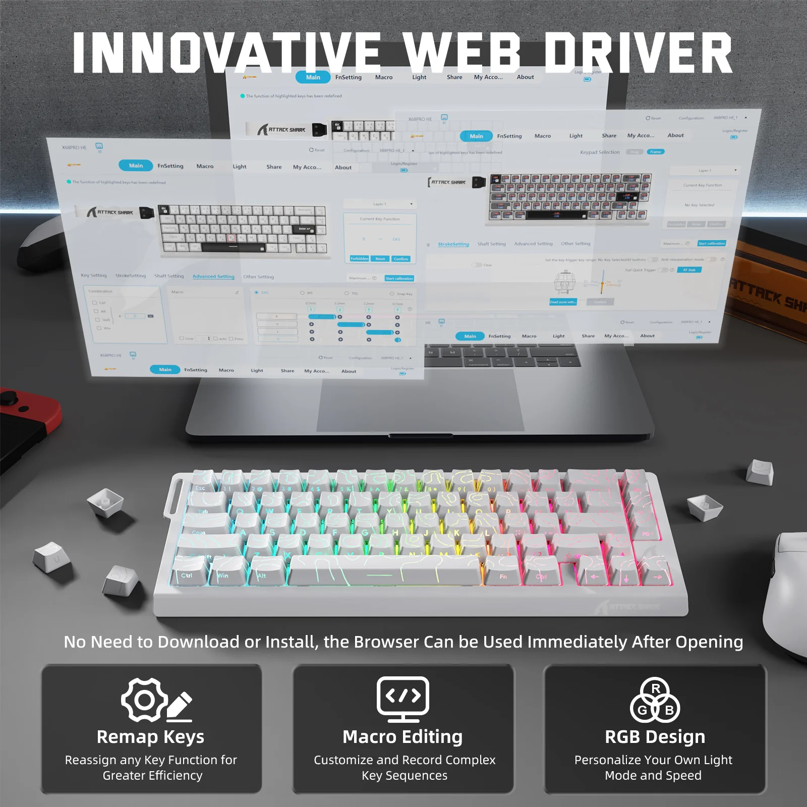 ATTACK SHARK X68PRO HE Wireless Rapid Trigger Keyboard Magnetic Switch - Image 25