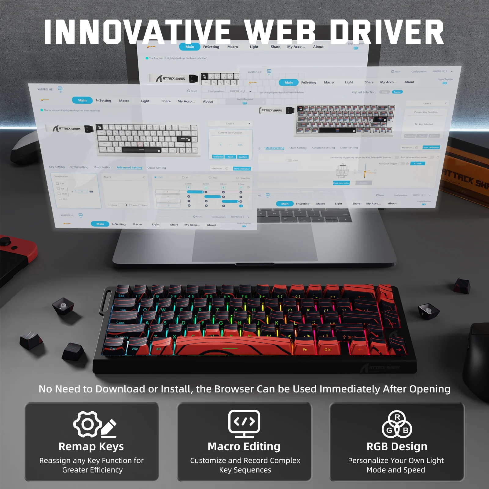 ATTACK SHARK X68PRO HE Wireless Rapid Trigger Keyboard Magnetic Switch - Image 34