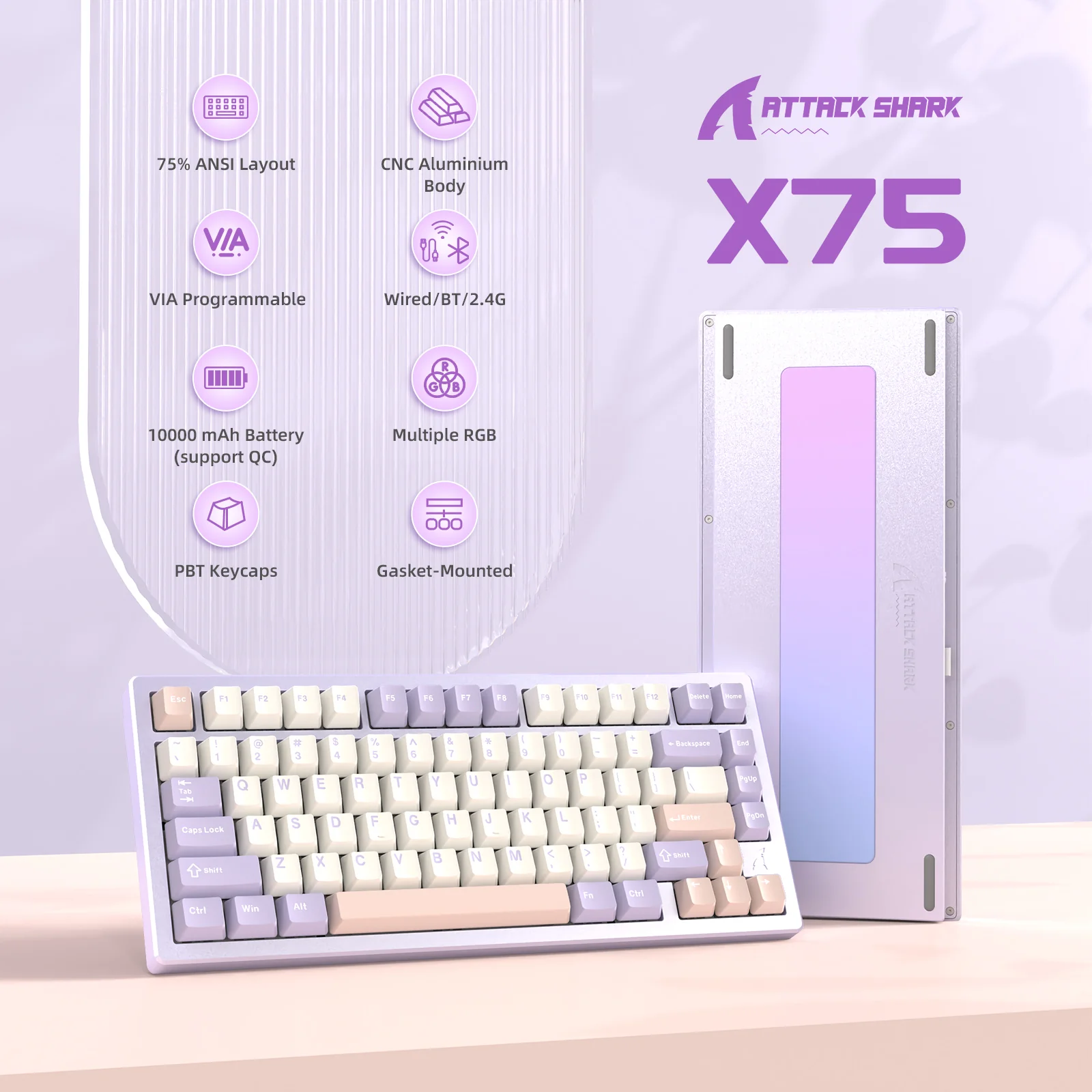 ATTACK SHARK X75 Full Aluminum Keyboard - Image 26