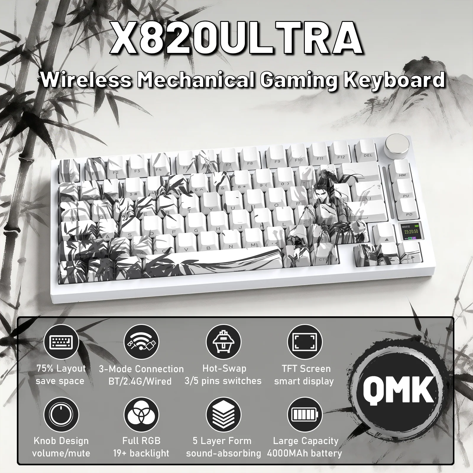 ATTACK SHARK X820ULTRA Mechanical Keyboard with C01ULTRA Coiled Cable - Image 3