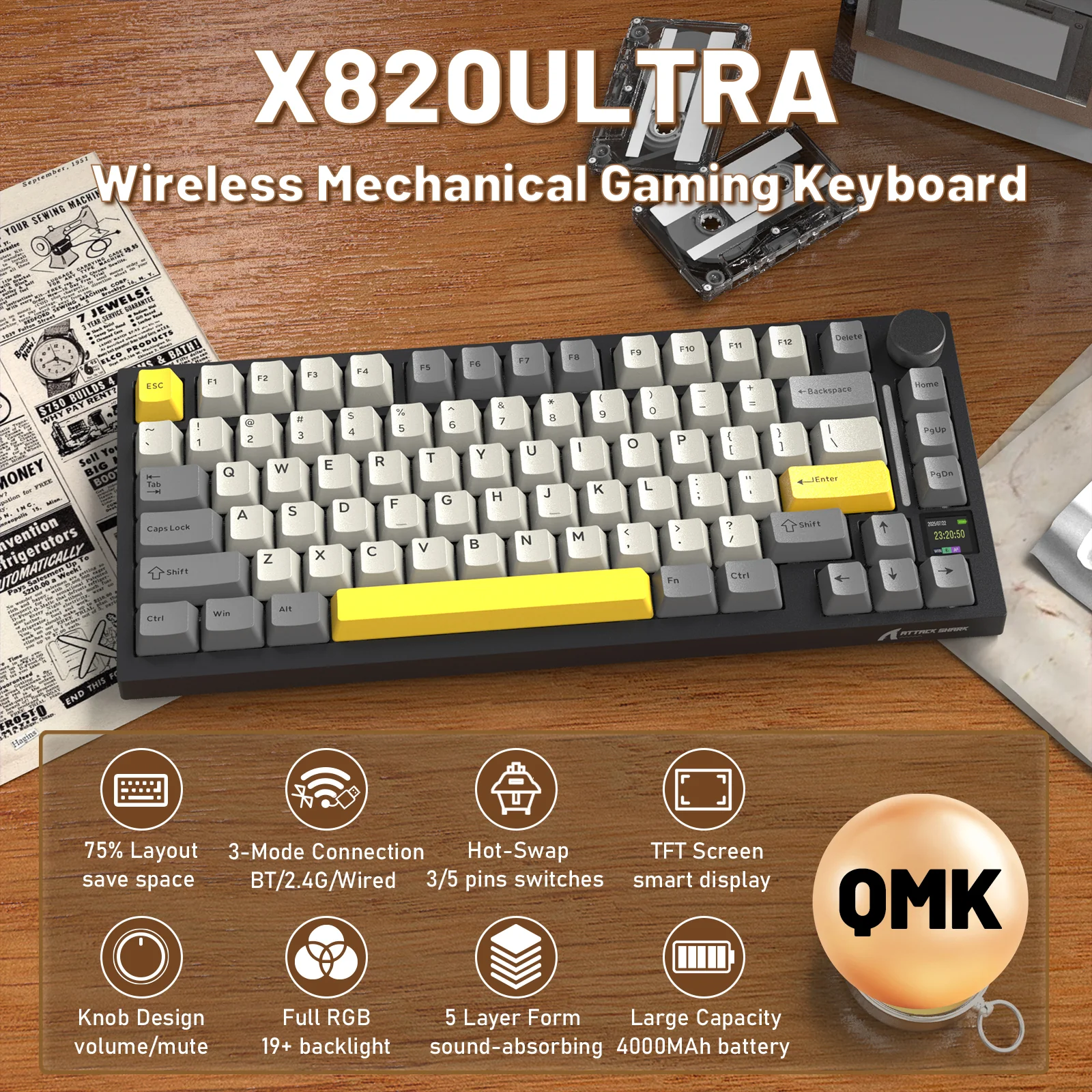 ATTACK SHARK X820ULTRA Mechanical Keyboard with C01ULTRA Coiled Cable - Image 32