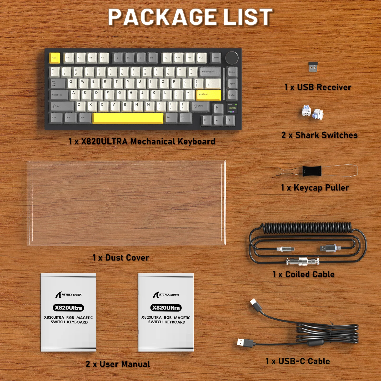 ATTACK SHARK X820ULTRA Mechanical Keyboard with C01ULTRA Coiled Cable - Image 39