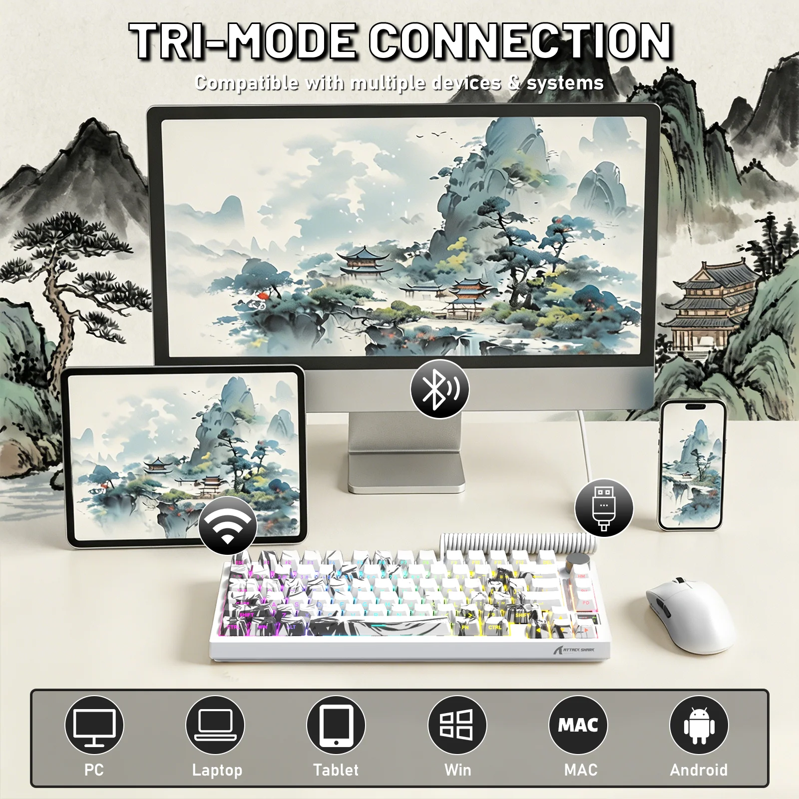ATTACK SHARK X820ULTRA Mechanical Keyboard with C01ULTRA Coiled Cable - Image 4
