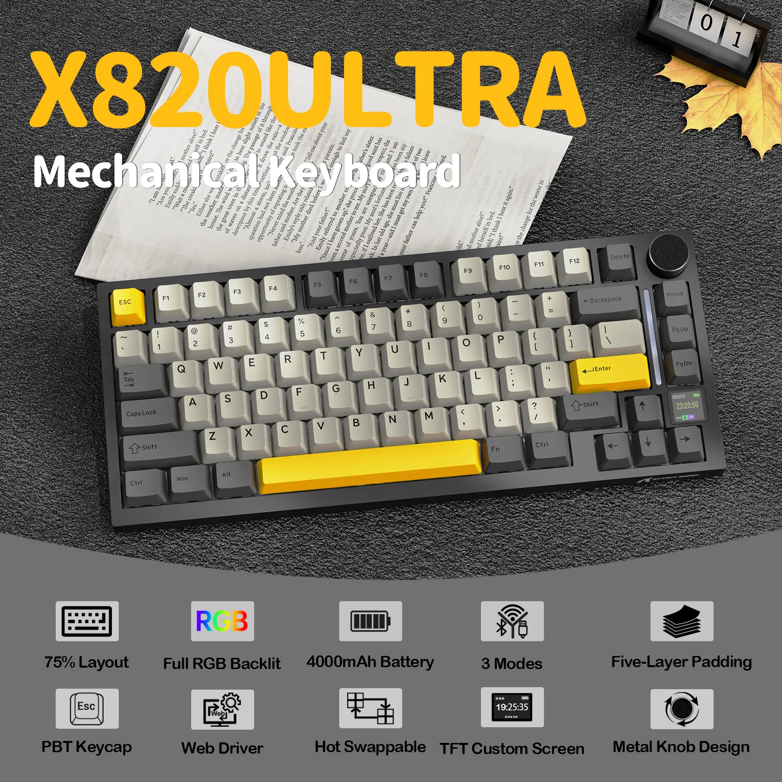 ATTACK SHARK X820Ultra Tri-mode Gasket Mechanical Keyboard - Image 38