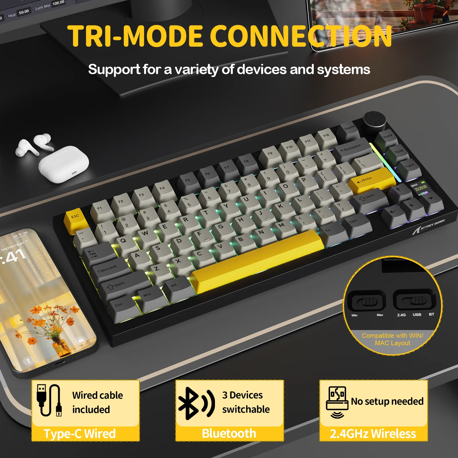 ATTACK SHARK X820Ultra Tri-mode Gasket Mechanical Keyboard - Image 40