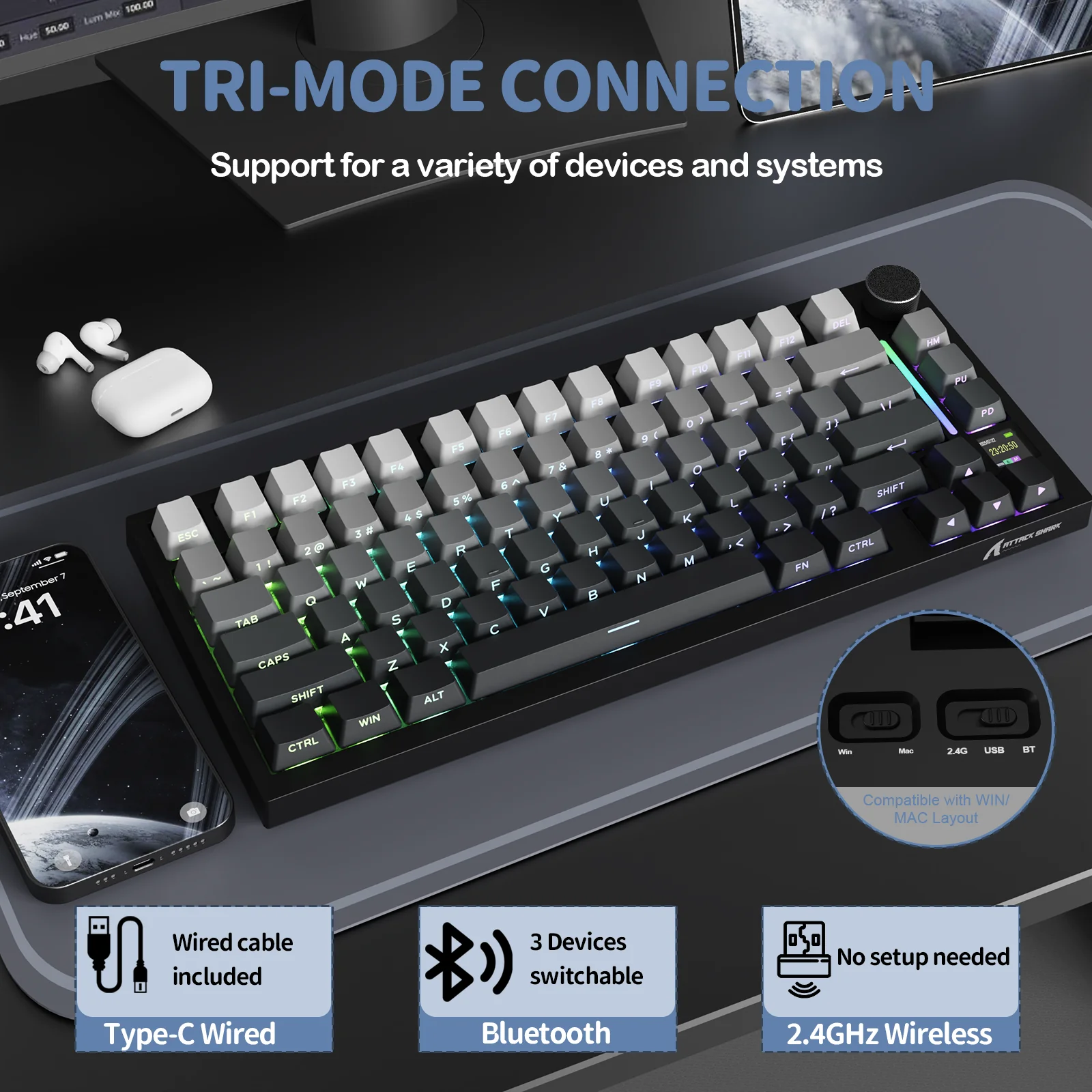 ATTACK SHARK X820Ultra Tri-mode Gasket Mechanical Keyboard - Image 58
