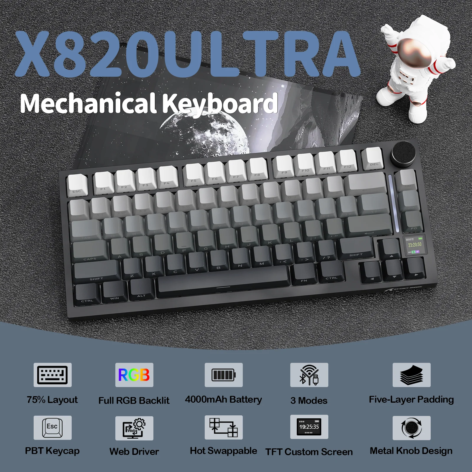ATTACK SHARK X820Ultra Tri-mode Gasket Mechanical Keyboard - Image 59