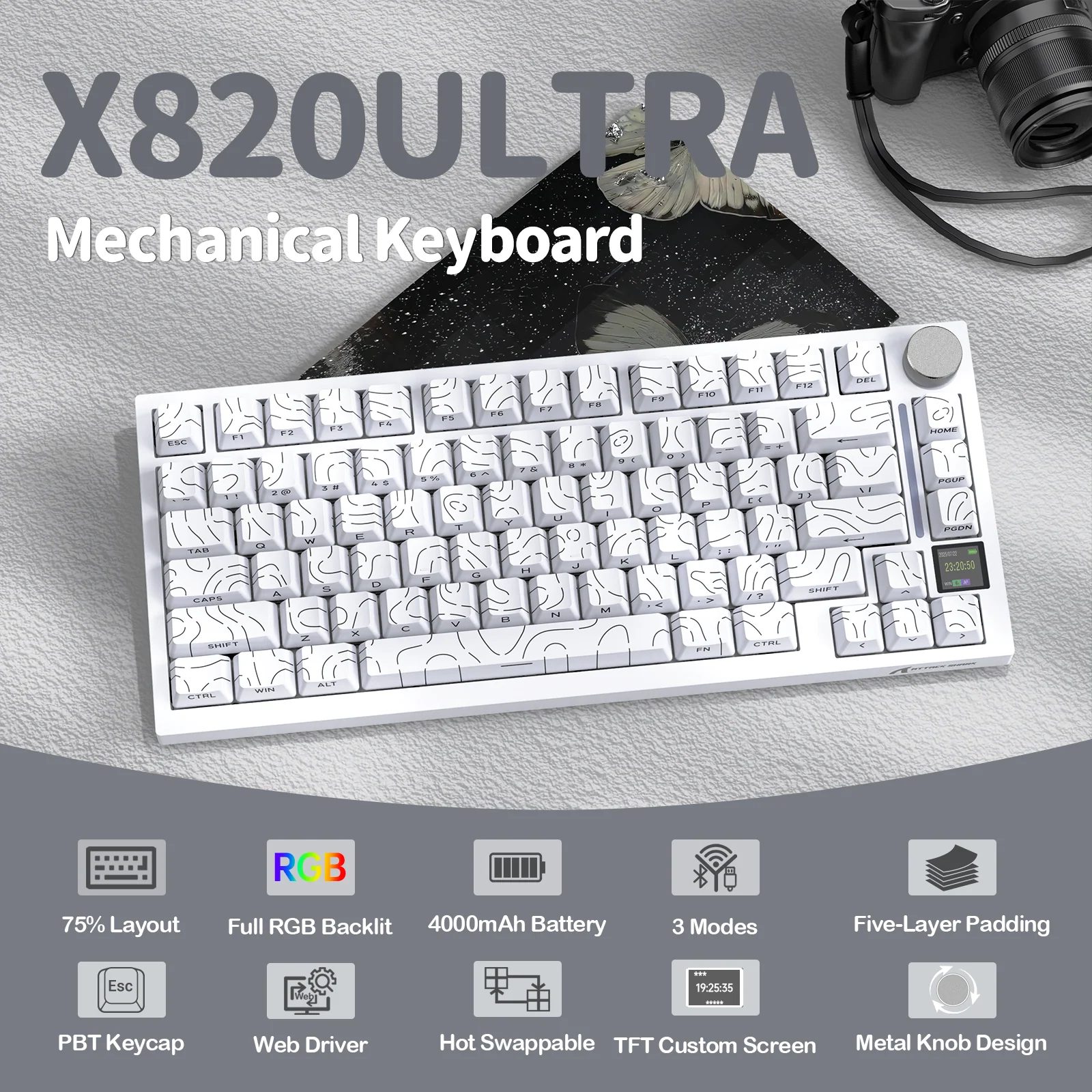 ATTACK SHARK X820Ultra Tri-mode Gasket Mechanical Keyboard - Image 66