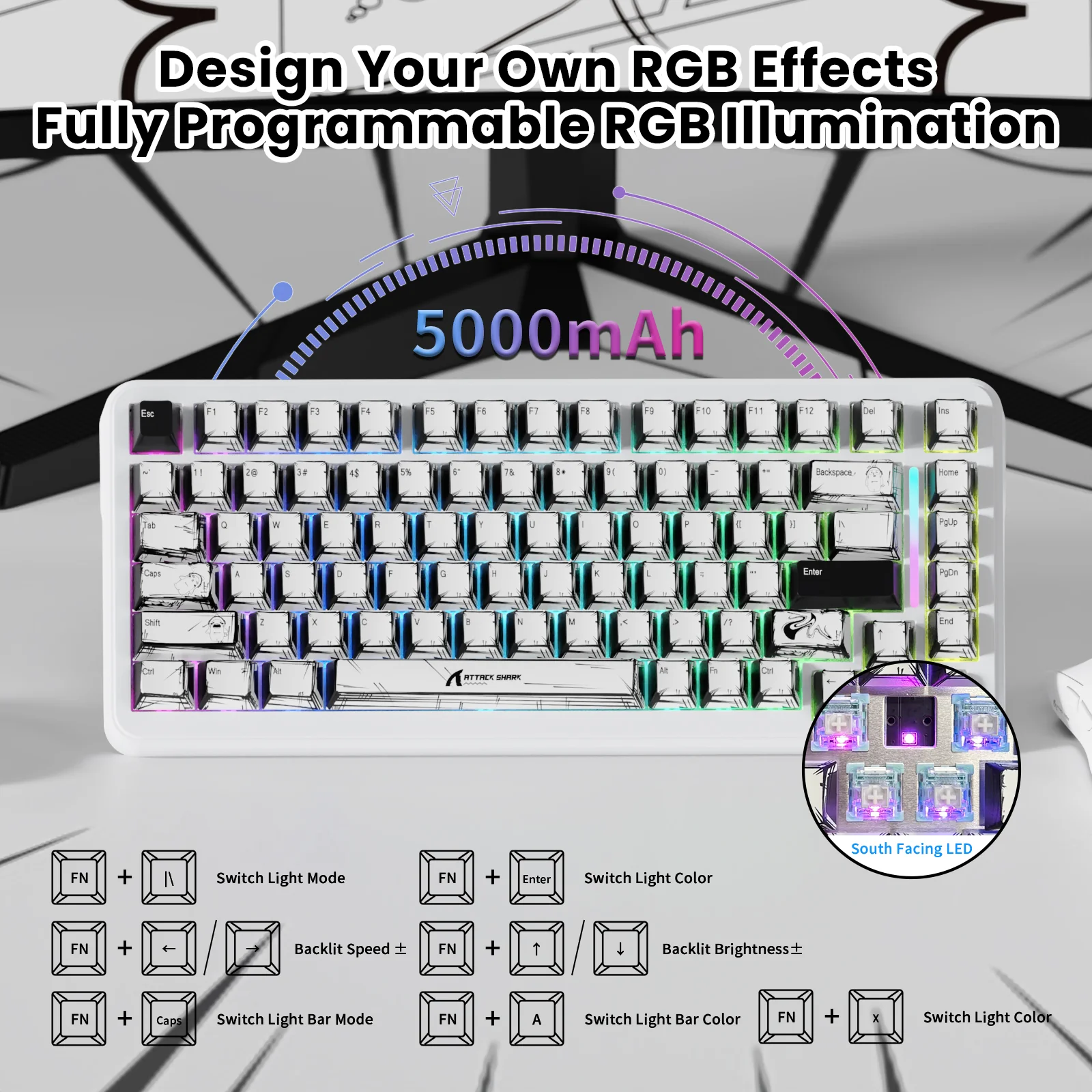 ATTACK SHARK X82PRO HE Magnetic Keyboard With C01Ultra RGB Coiled Cable - Image 25