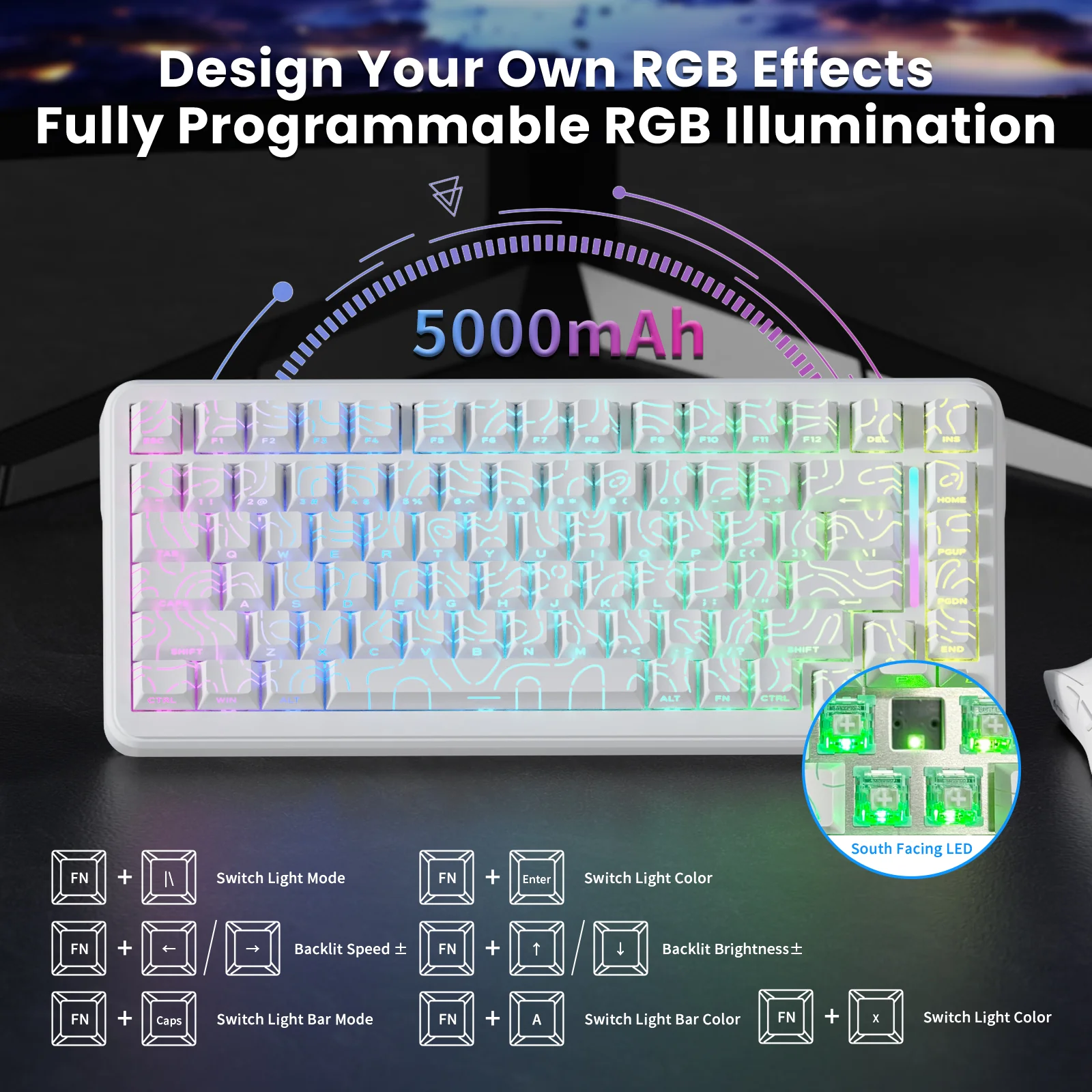 ATTACK SHARK X82PRO HE Magnetic Keyboard With C01Ultra RGB Coiled Cable - Image 5