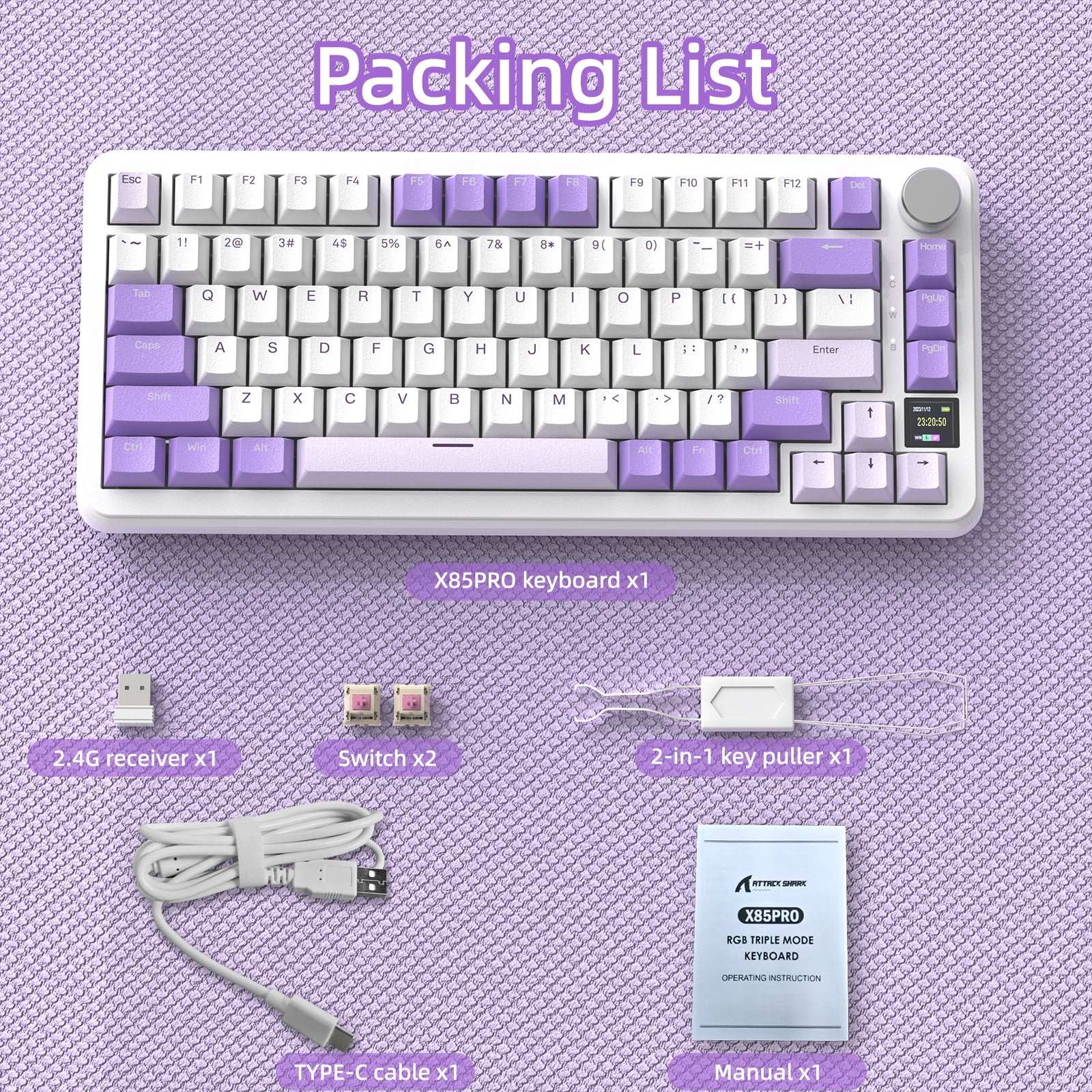 ATTACK SHARK X85PRO Tri-mode Gasket Mechanical Keyboard - Image 30