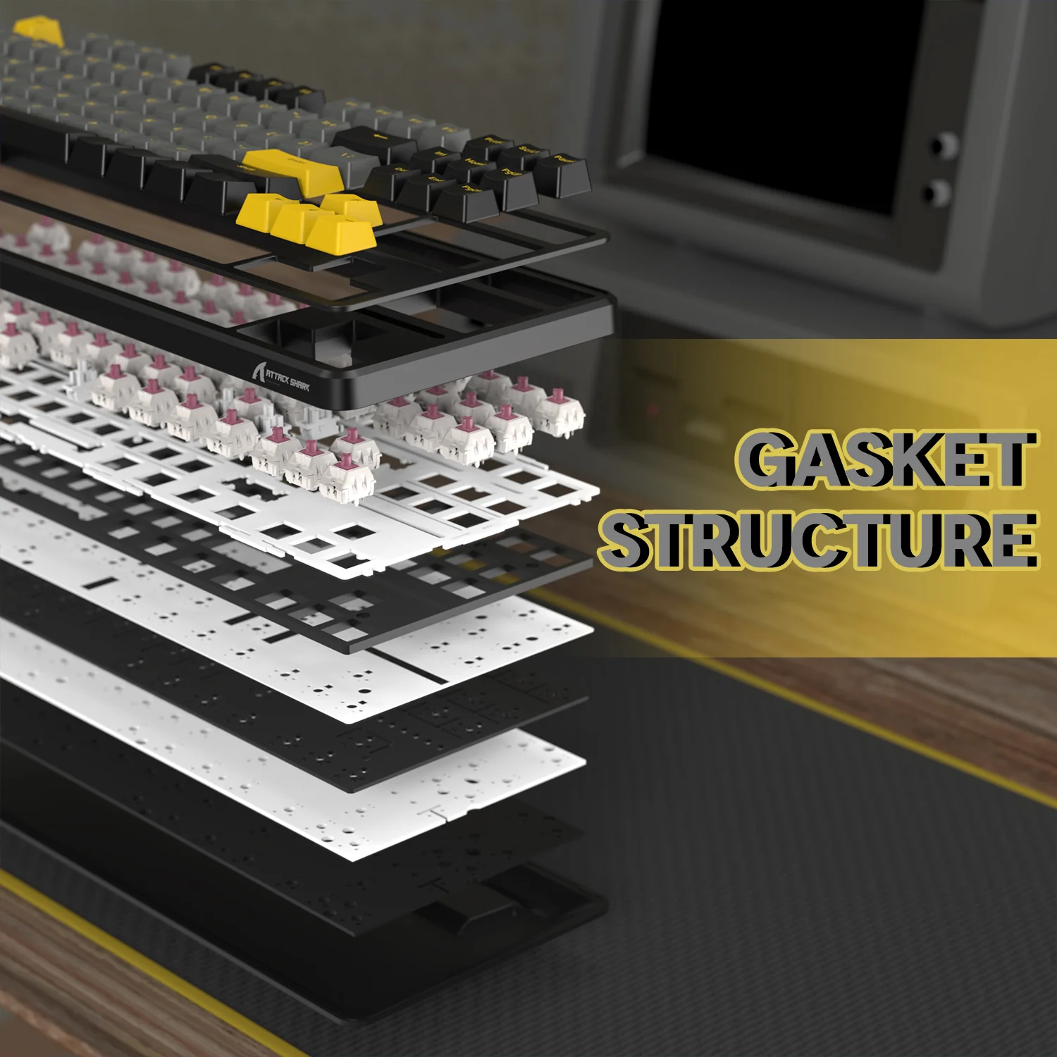 ATTACK SHARK X87 Tri-mode Gasket Mechanical Keyboard - Image 12
