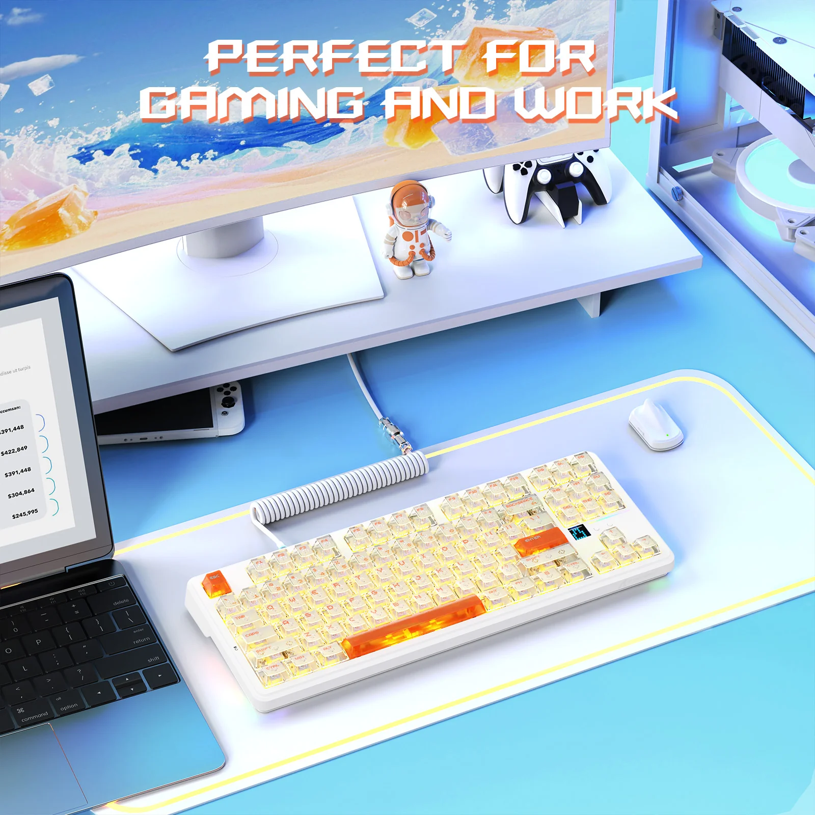 ATTACK SHARK X87 ULTRA Wireless Gaming Keyboard with 8KHz Receiver and RGB Coiled Cable - Image 15