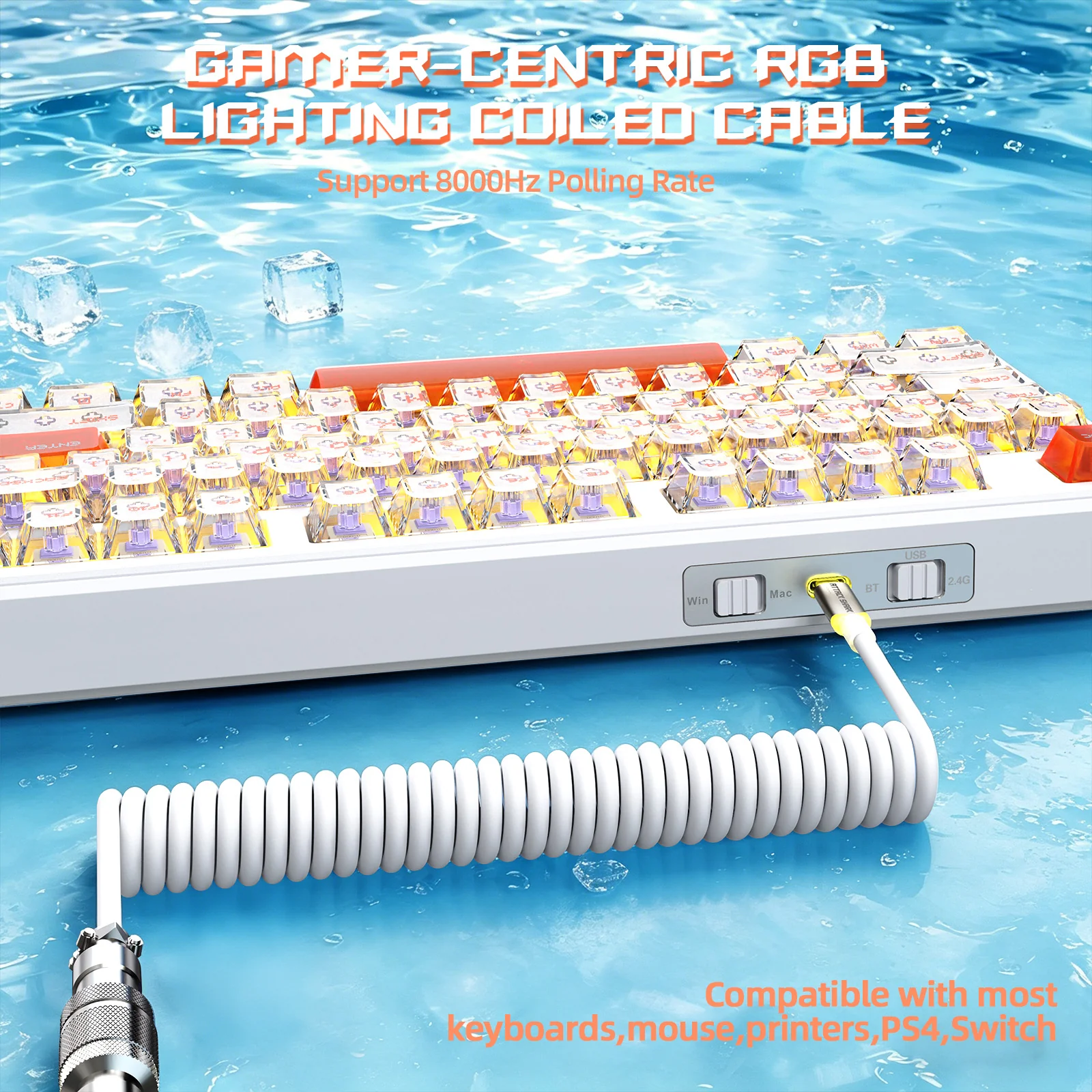 ATTACK SHARK X87 ULTRA Wireless Gaming Keyboard with 8KHz Receiver and RGB Coiled Cable - Image 18