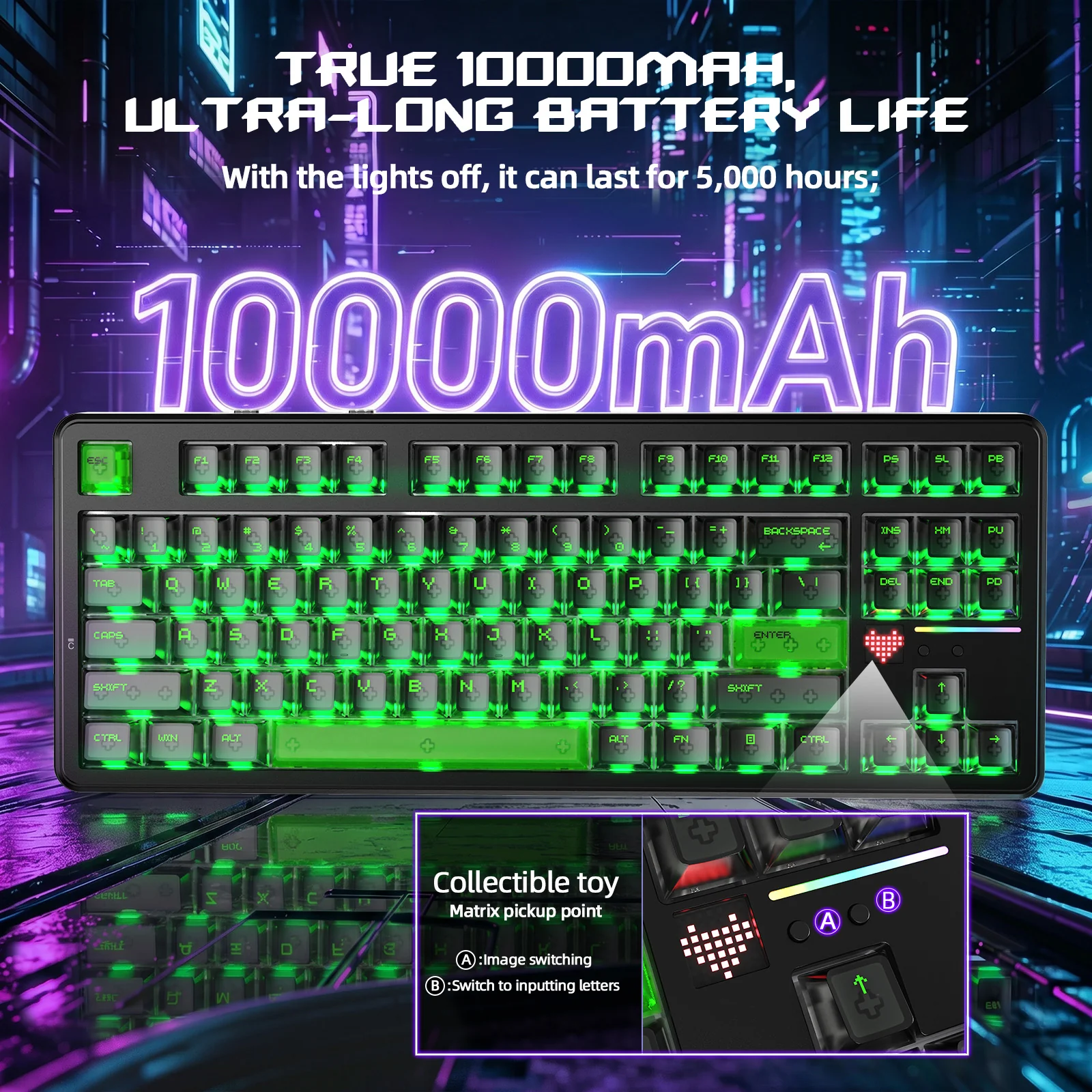 ATTACK SHARK X87 ULTRA Wireless Gaming Keyboard with 8KHz Receiver and RGB Coiled Cable - Image 20