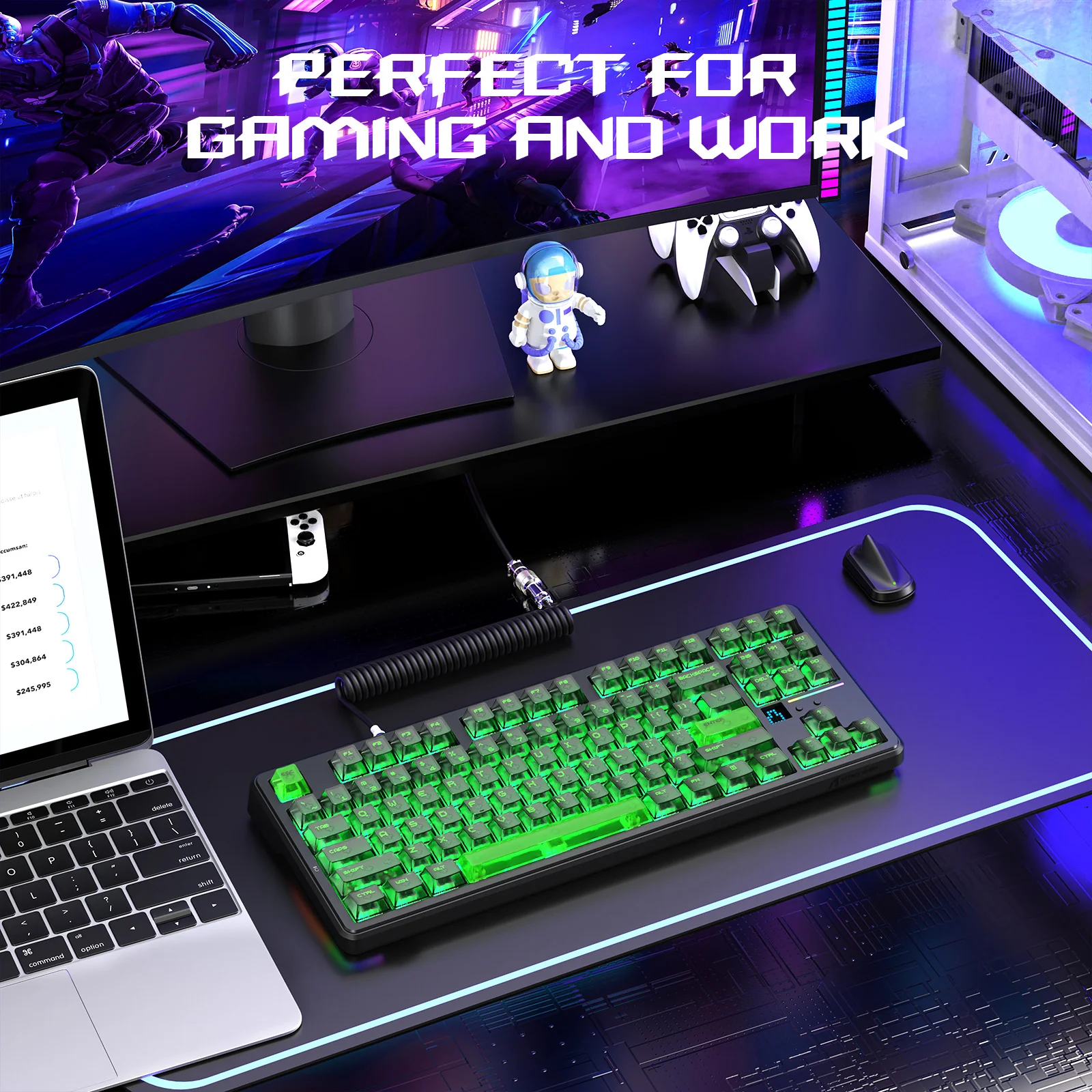 ATTACK SHARK X87 ULTRA Wireless Gaming Keyboard with 8KHz Receiver and RGB Coiled Cable - Image 21