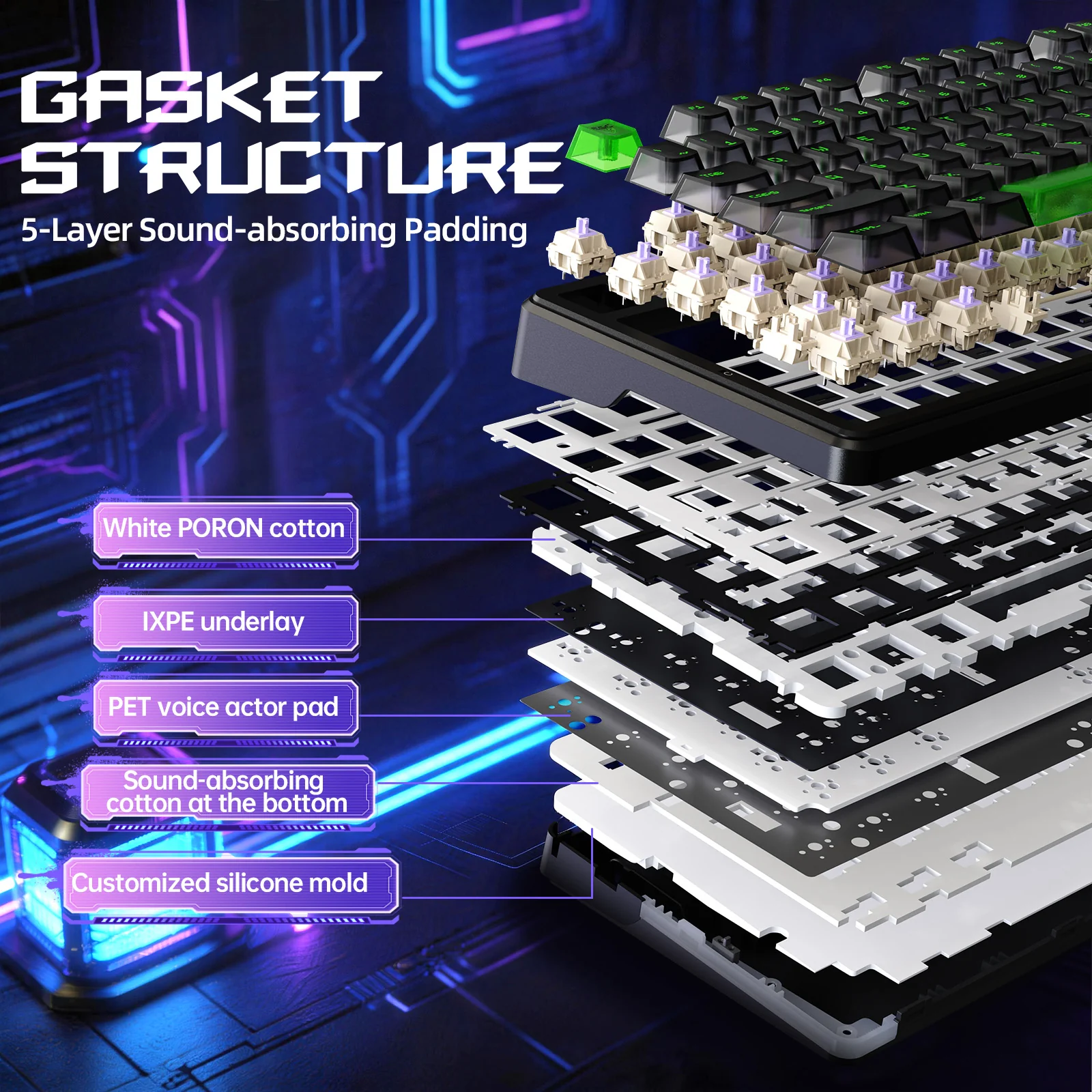 ATTACK SHARK X87 ULTRA Wireless Gaming Keyboard with 8KHz Receiver and RGB Coiled Cable - Image 22