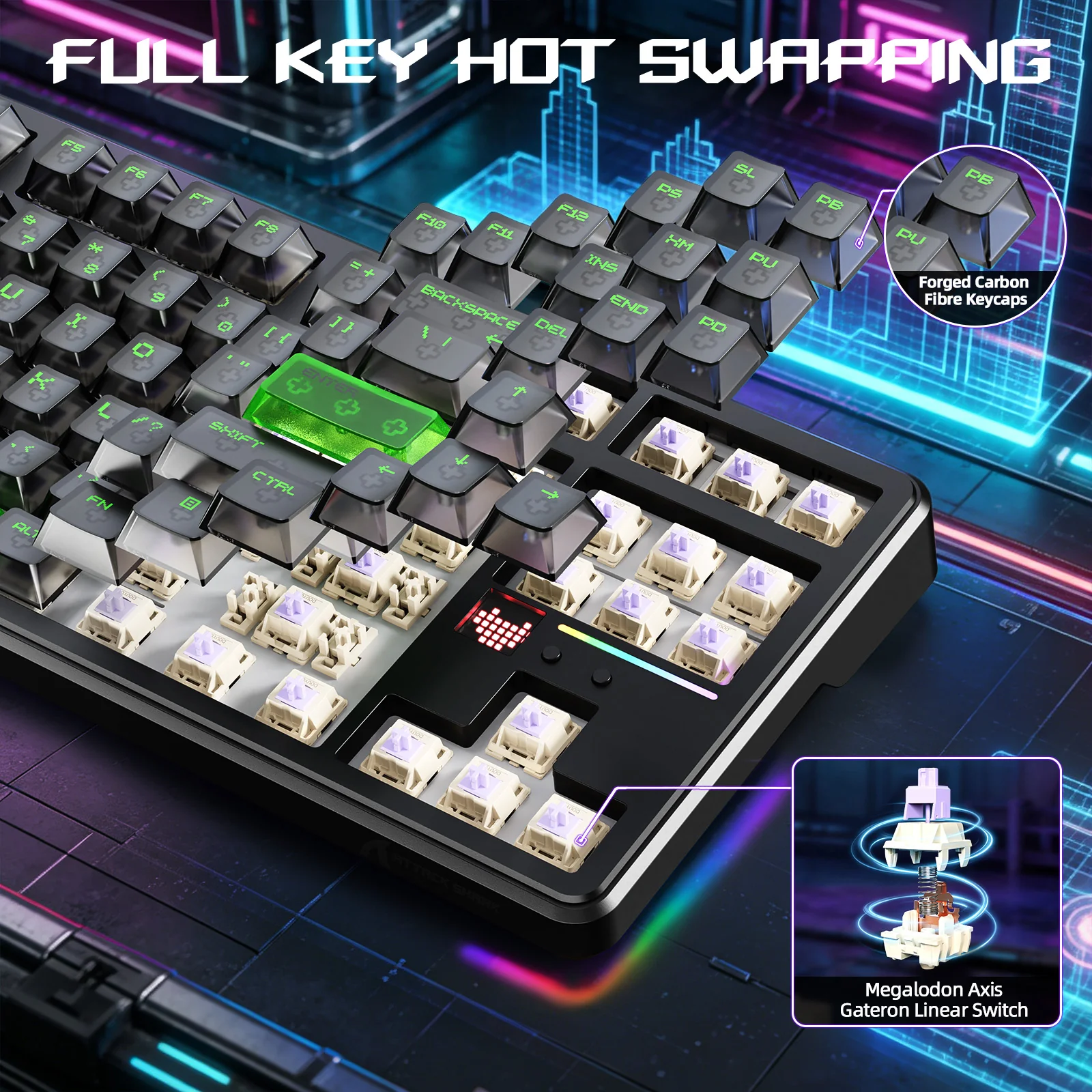 ATTACK SHARK X87 ULTRA Wireless Gaming Keyboard with 8KHz Receiver and RGB Coiled Cable - Image 23