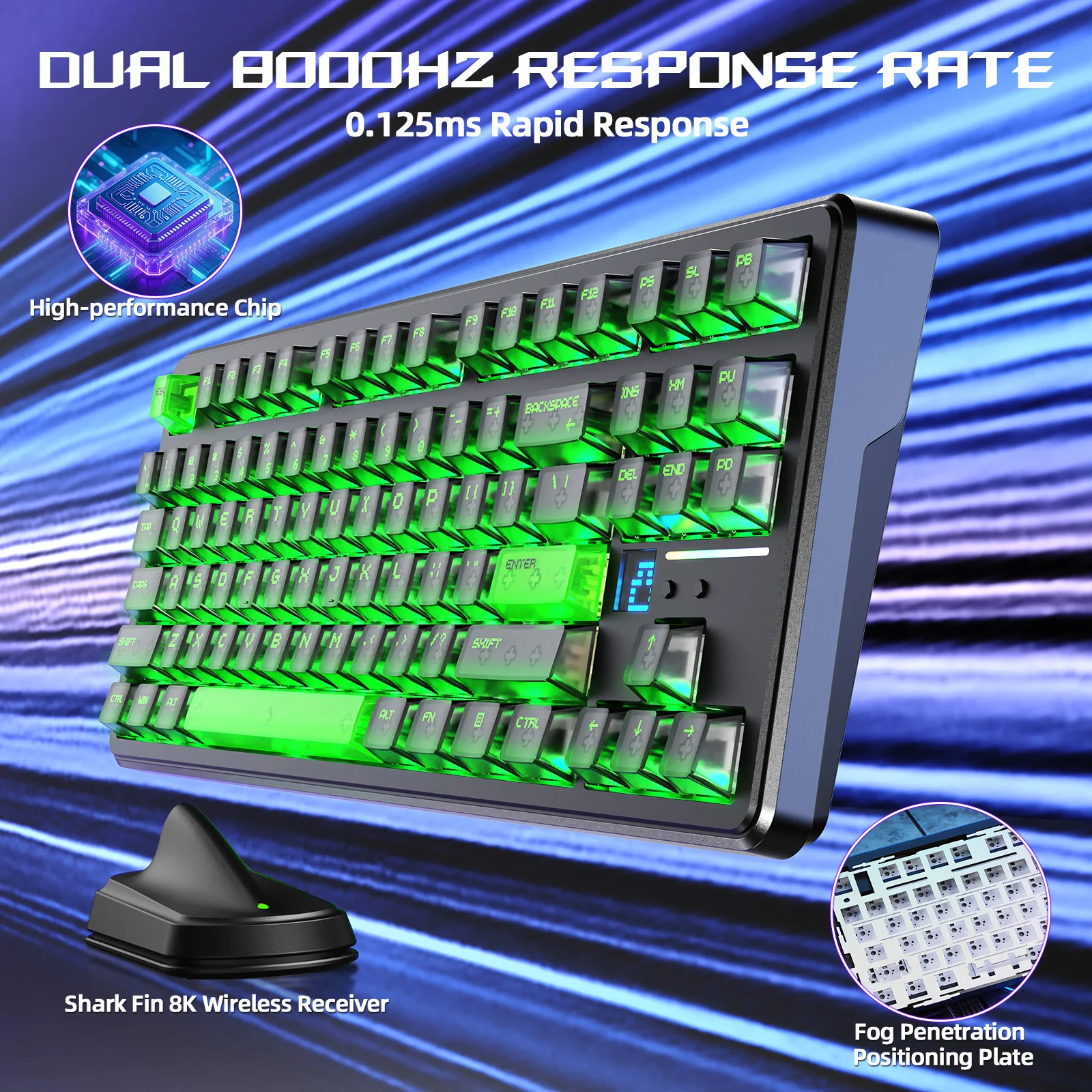 ATTACK SHARK X87 ULTRA Wireless Gaming Keyboard with 8KHz Receiver and RGB Coiled Cable - Image 25