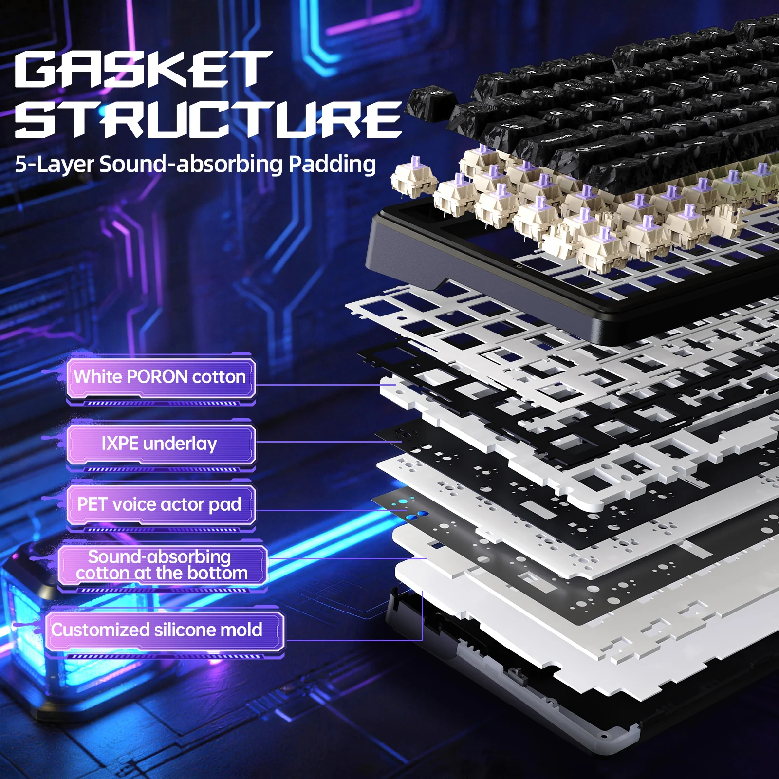 ATTACK SHARK X87 ULTRA Wireless Gaming Keyboard with 8KHz Receiver and RGB Coiled Cable - Image 4