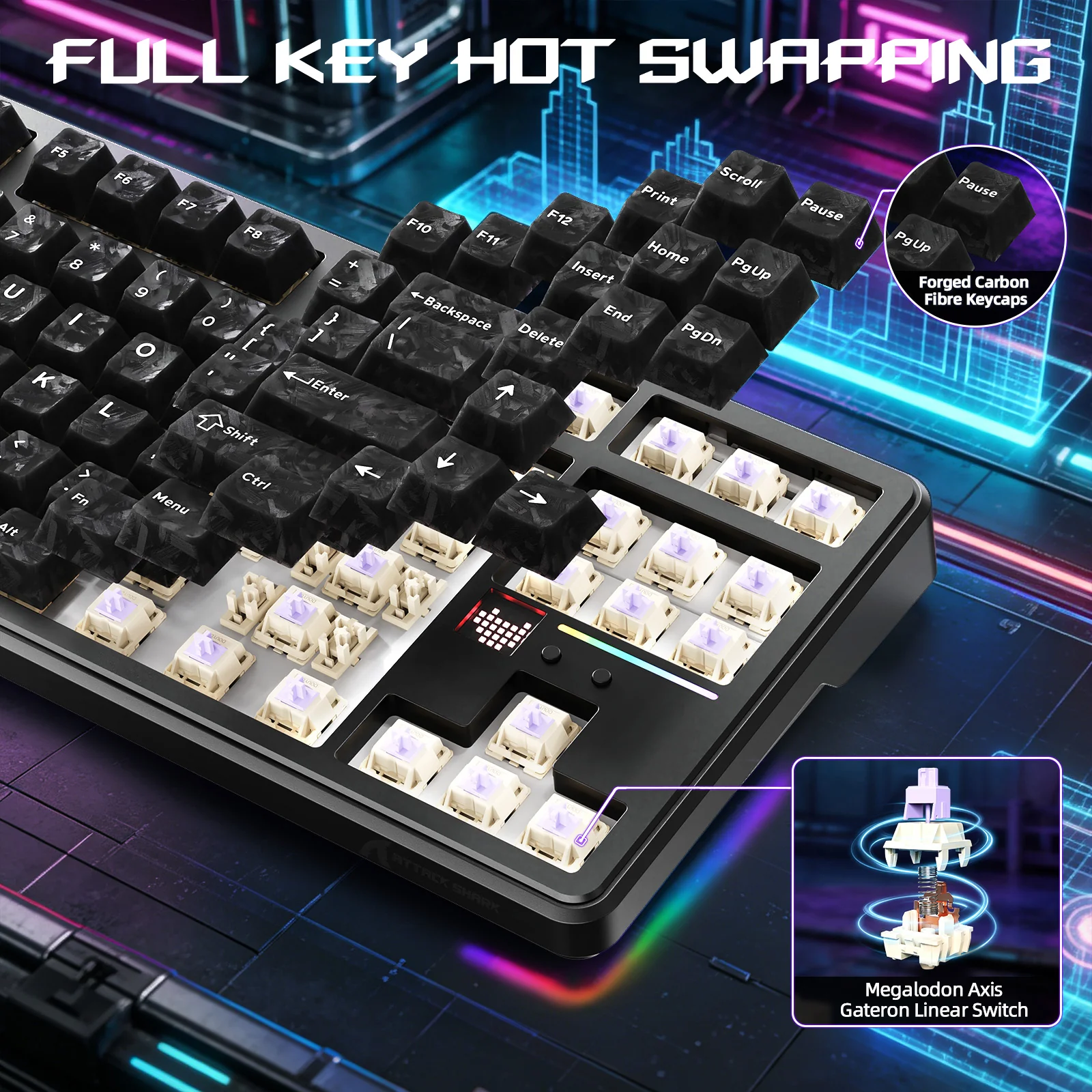 ATTACK SHARK X87 ULTRA Wireless Gaming Keyboard with 8KHz Receiver and RGB Coiled Cable - Image 5