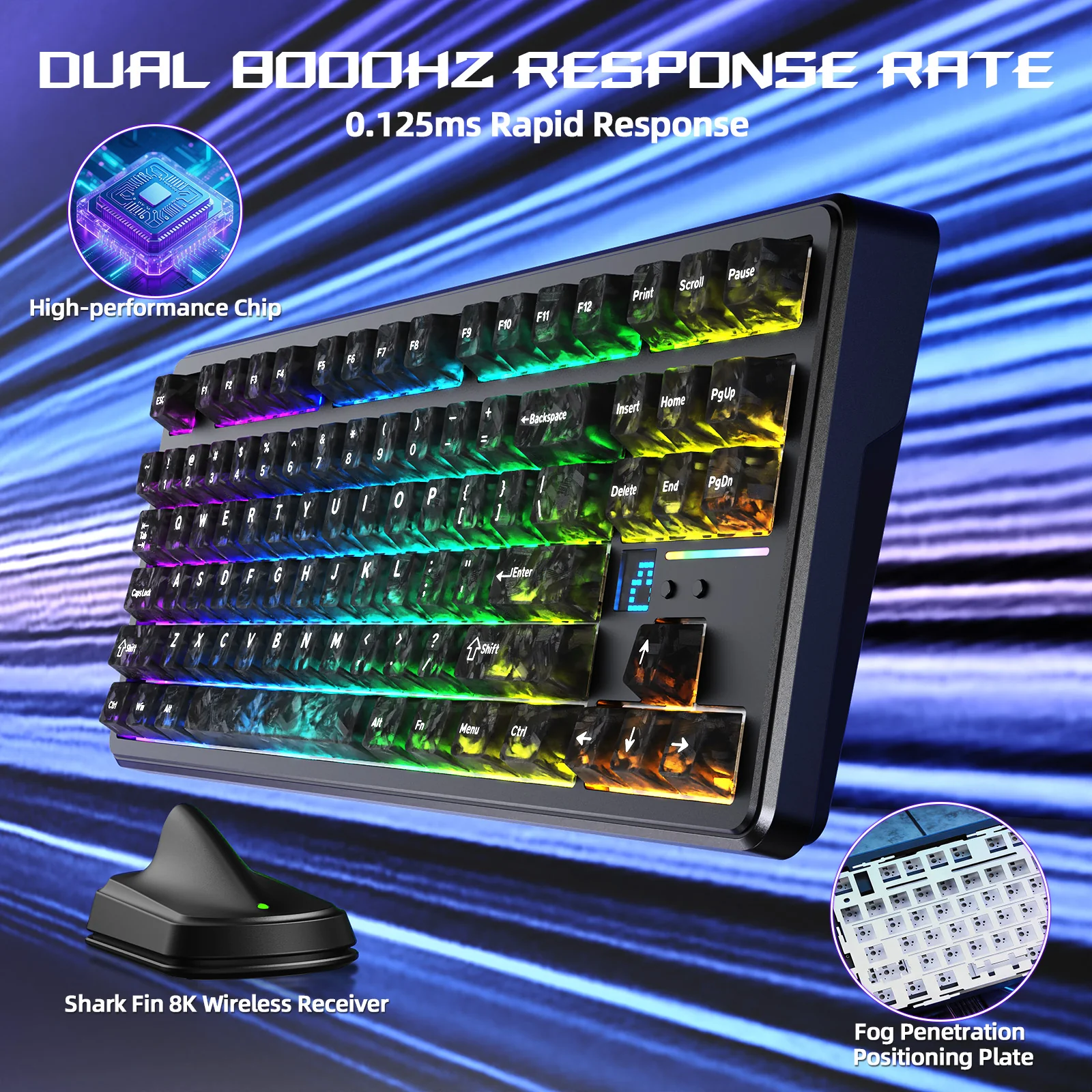 ATTACK SHARK X87 ULTRA Wireless Gaming Keyboard with 8KHz Receiver and RGB Coiled Cable - Image 7