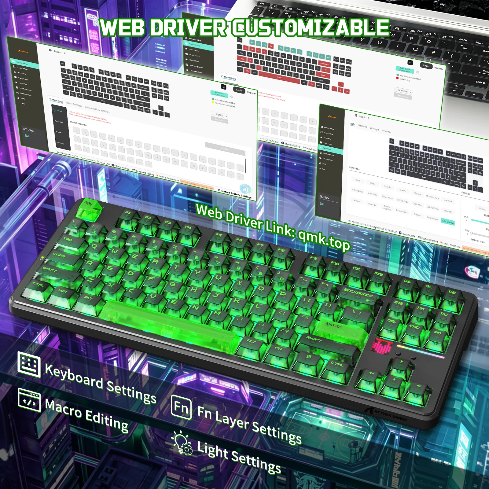 ATTACK SHARK X87 ULTRA Wireless Mechanical Keyboard With 8K Wireless Receiver - Image 27