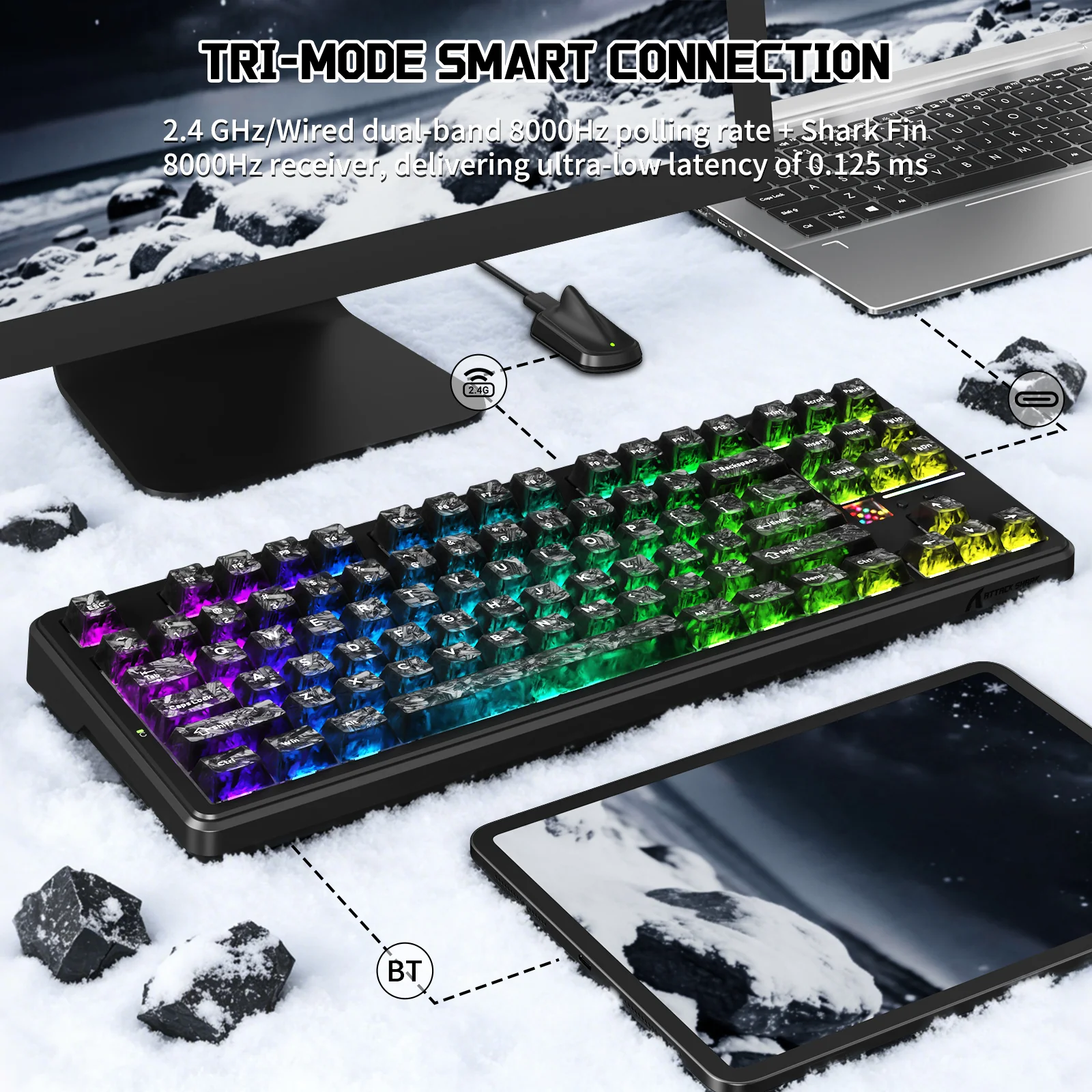 ATTACK SHARK X87 ULTRA Wireless Mechanical Keyboard With 8K Wireless Receiver - Image 4