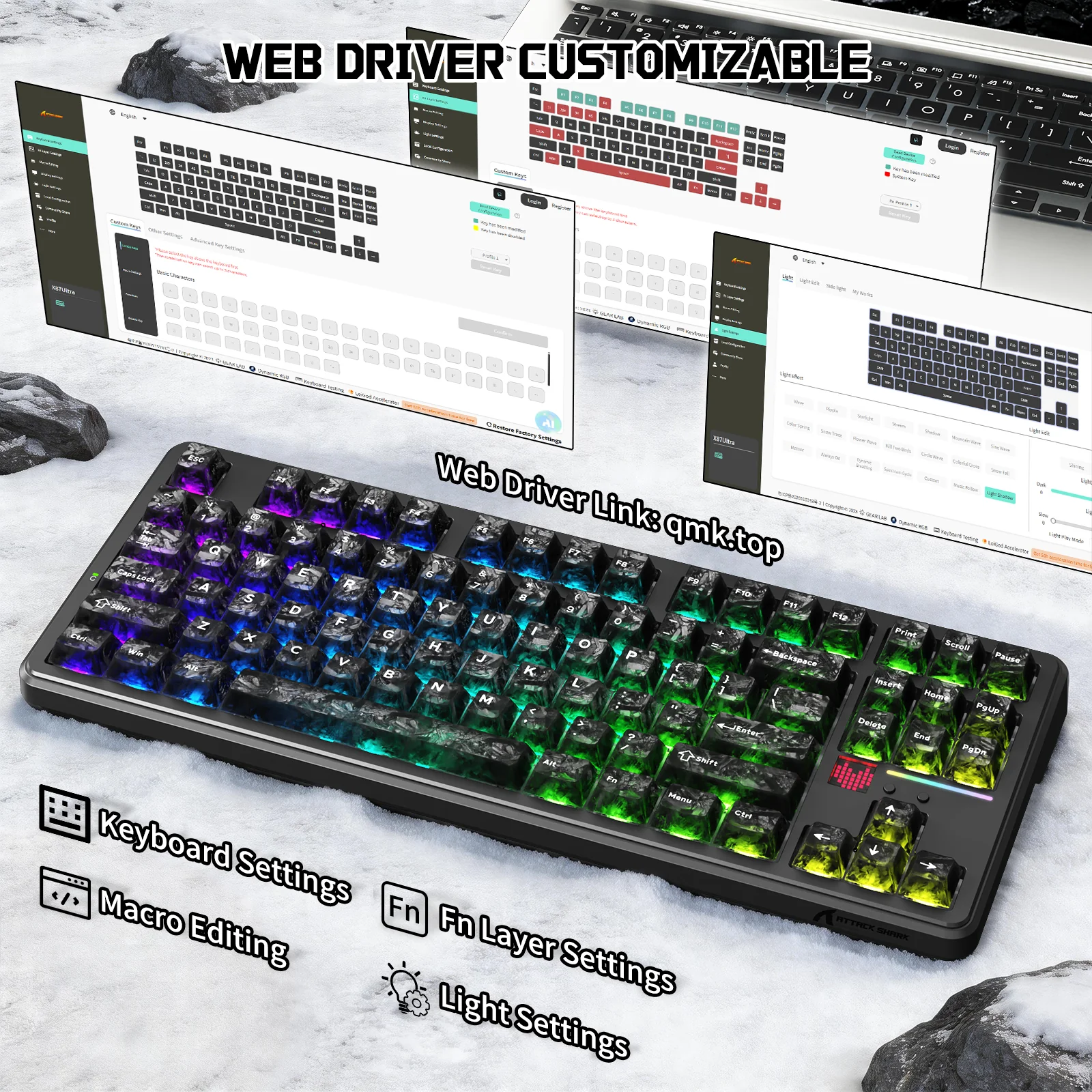 ATTACK SHARK X87 ULTRA Wireless Mechanical Keyboard With 8K Wireless Receiver - Image 9