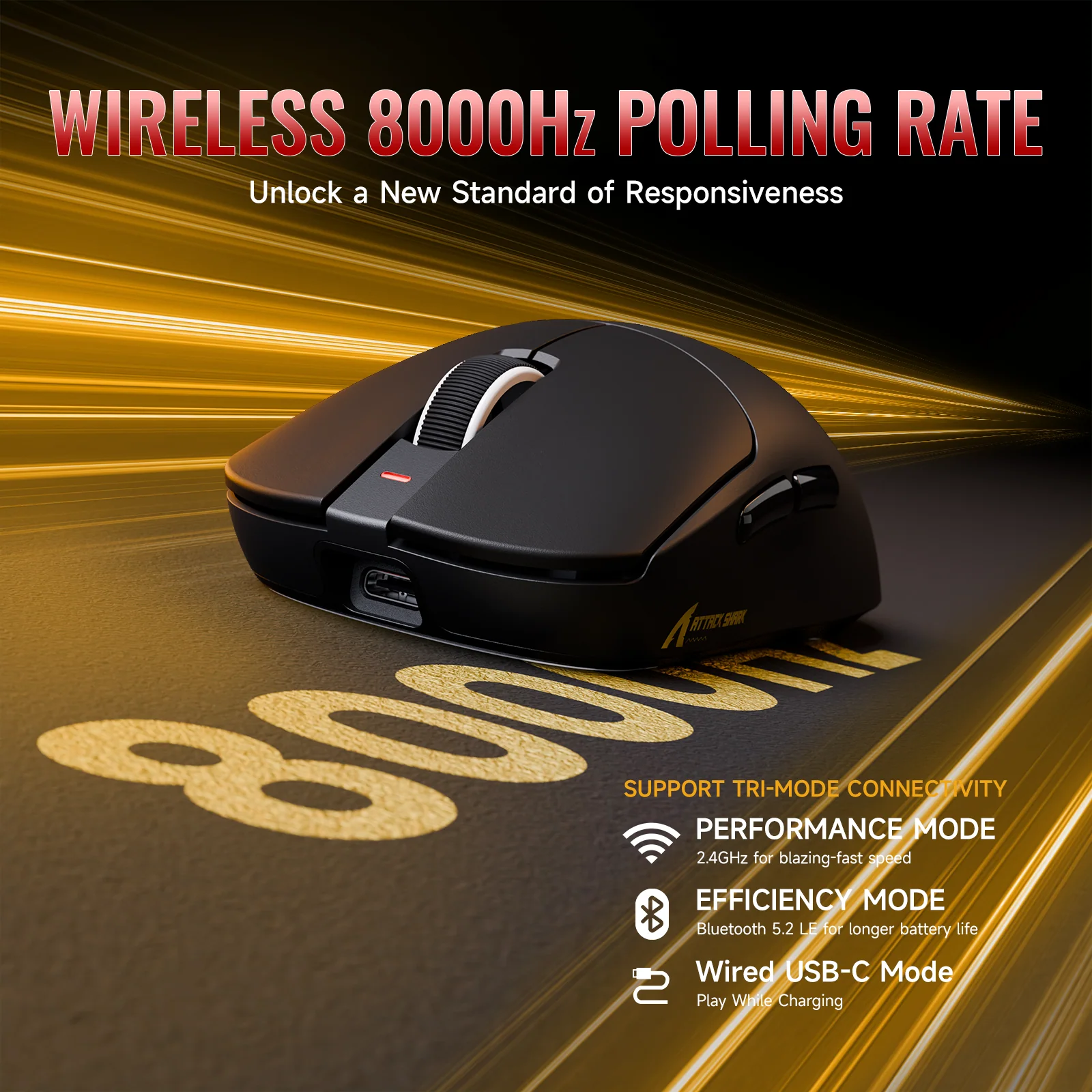 ATTACK SHARK X8 Series Tri-mode  Lightweight Wireless Gaming Mouse - Image 13