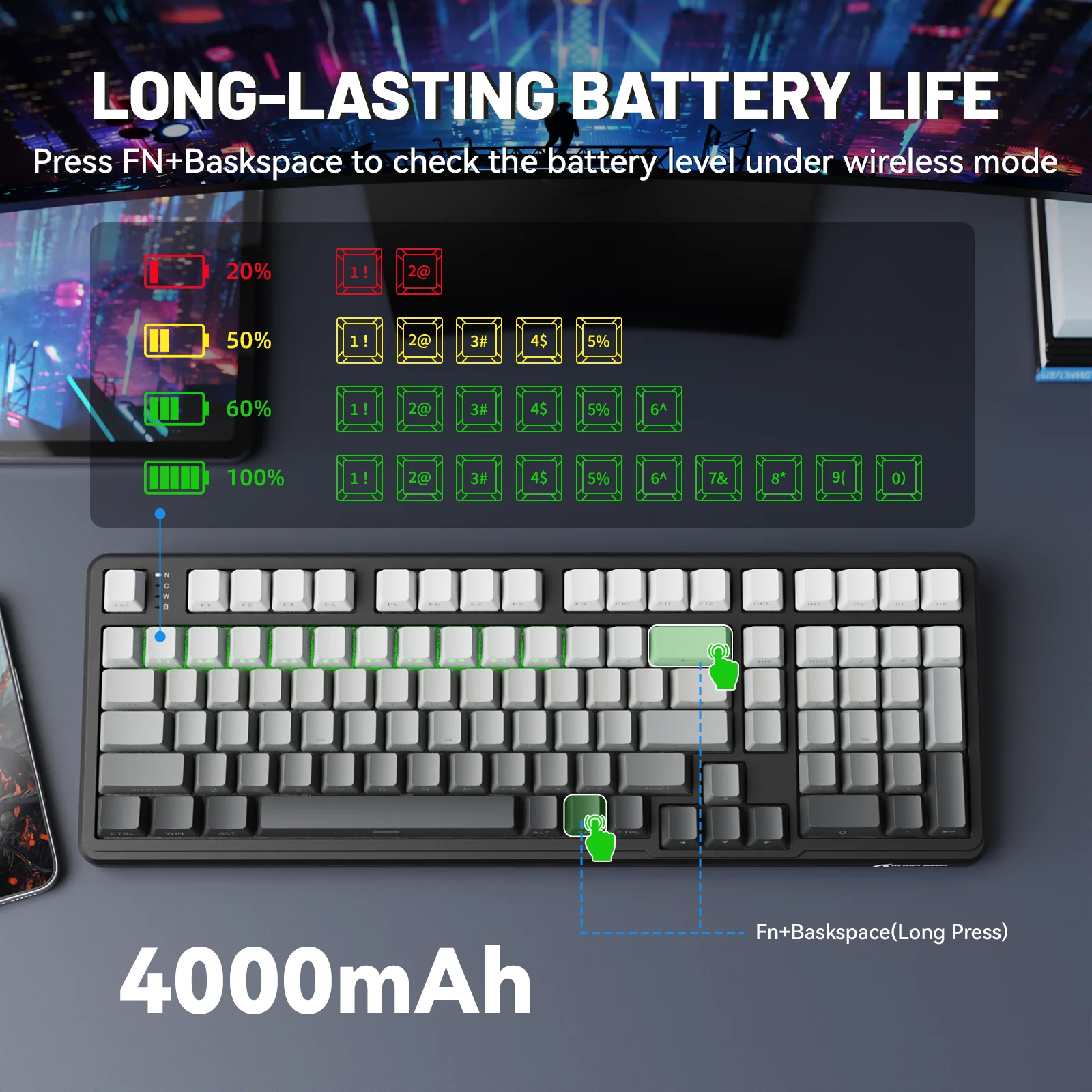 ATTACK SHARK X98 Full-size Wireless Mechanical Keyboard - Image 24