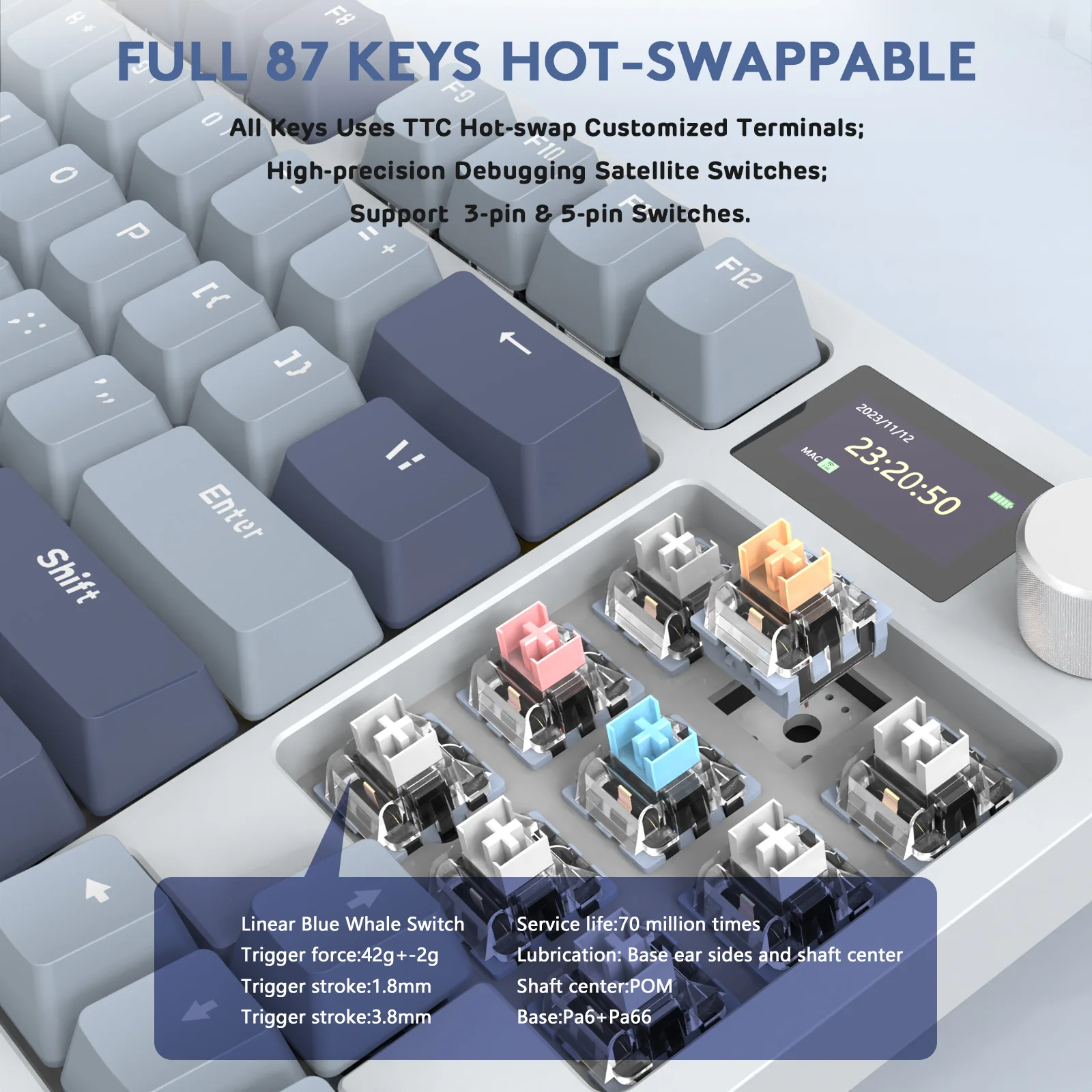 ATTACK SHARK K86 Wireless Mechanical Keyboard with Coiled Cable - Image 40