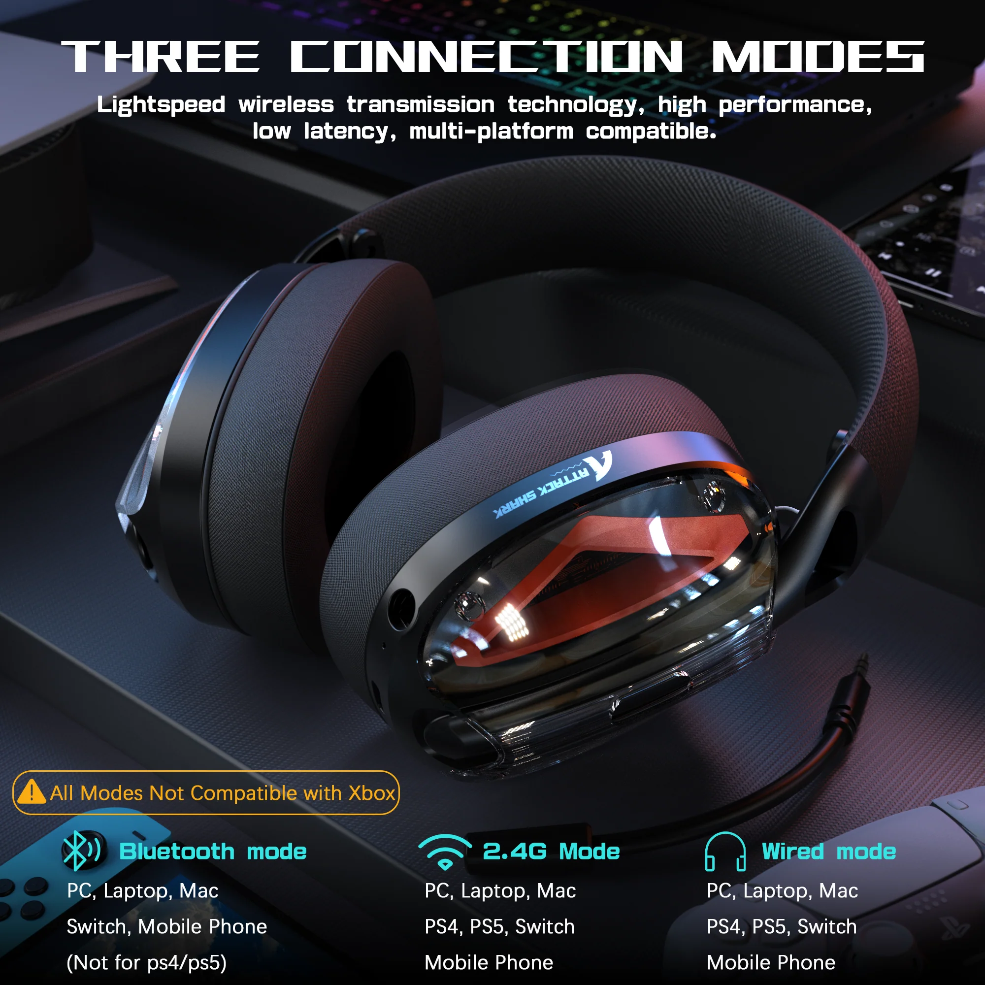 ATTACK SHARK L60 Ultra-Light Tri-Mode Gaming Headset - Image 3