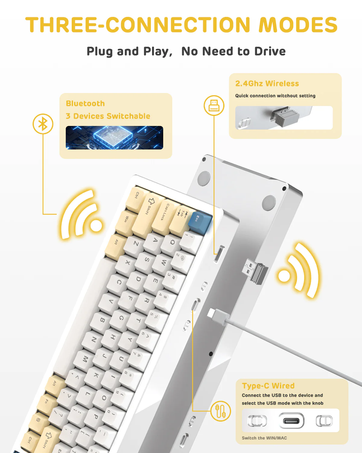 ATTACK SHARK x XINMENG M71 Knob CNC Aluminum Wireless Mechanical Keyboard - Image 3