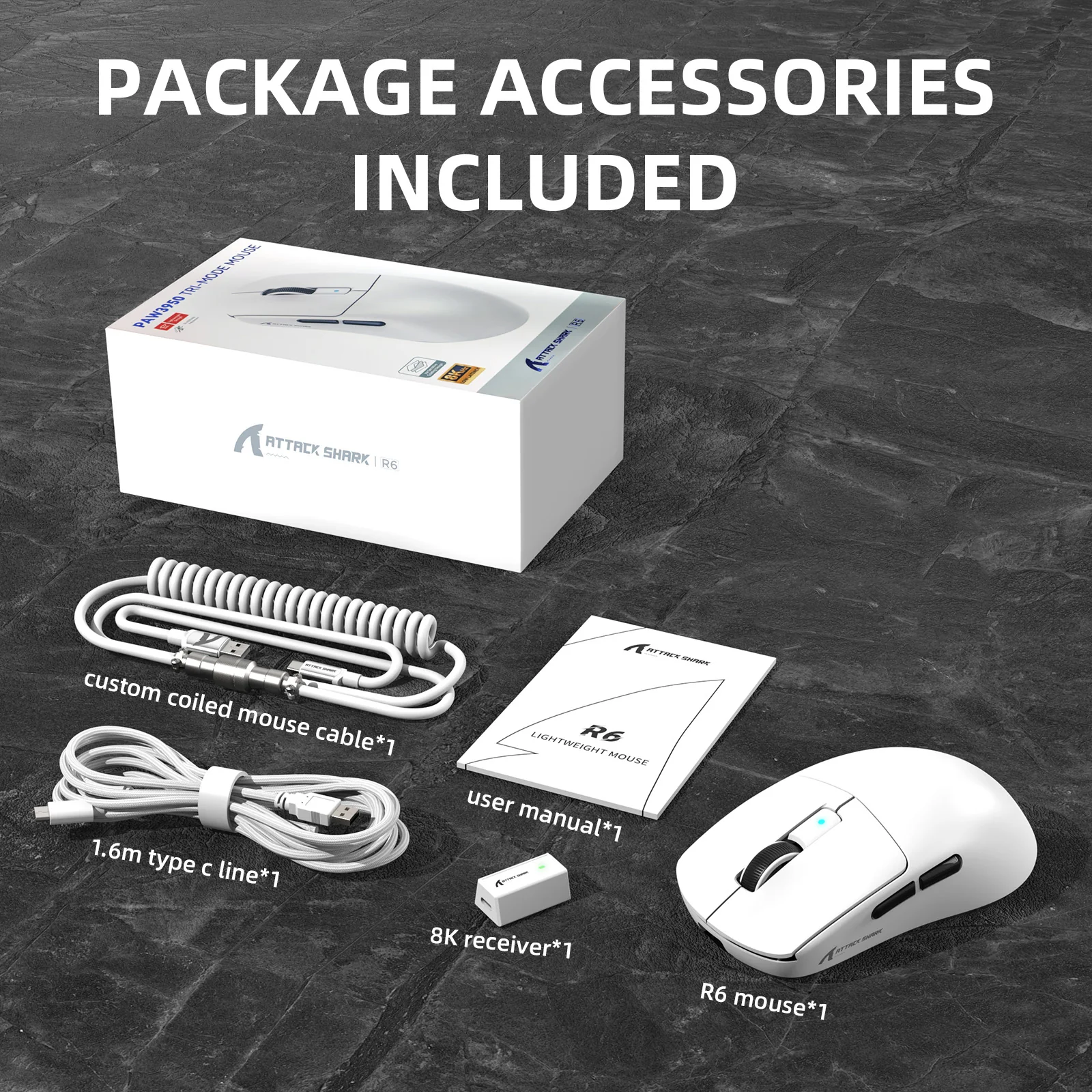 ATTACK SHARK R6 LIGHTSPEED Wireless Gaming Mouse with C06 Mouse Coiled Cable - Image 18