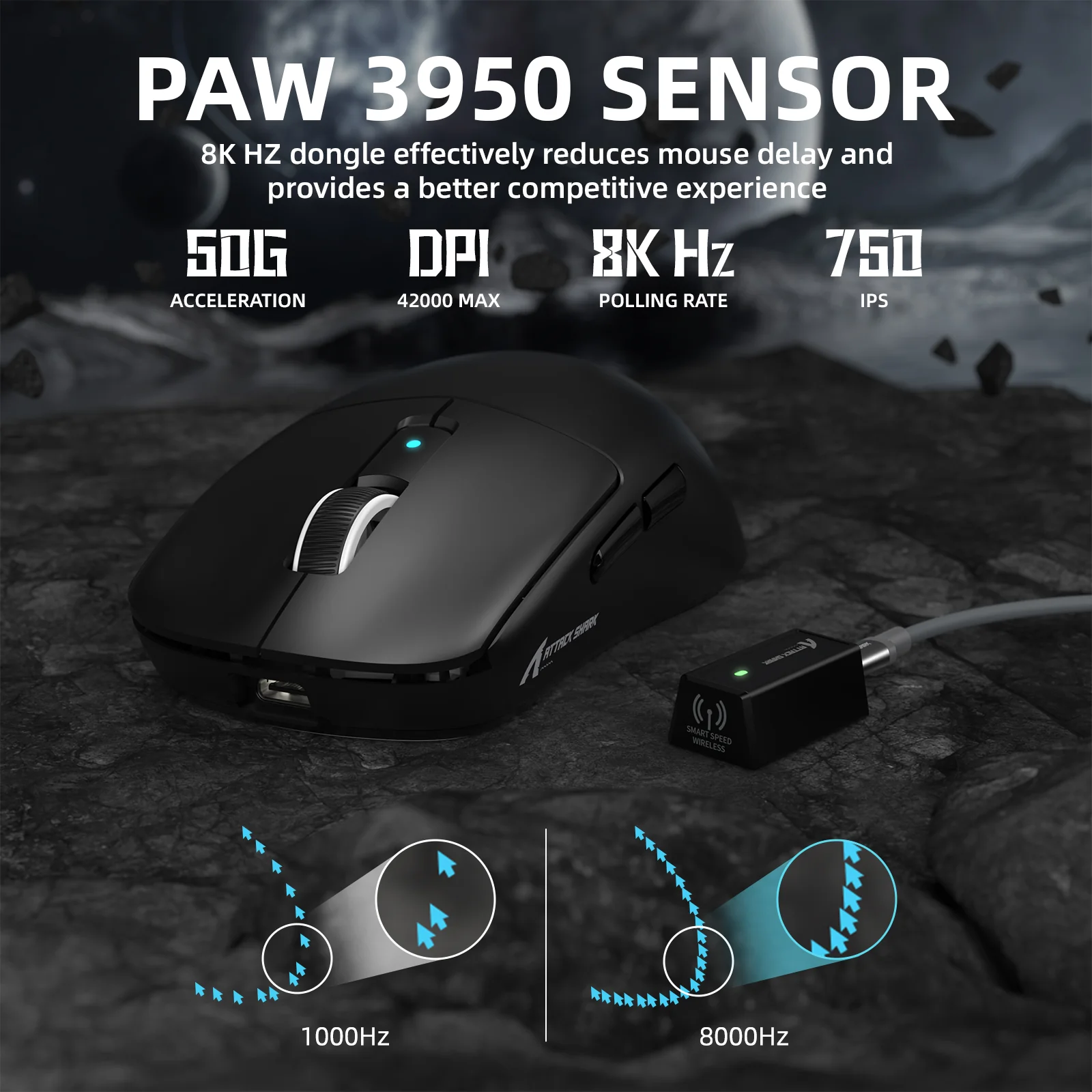 ATTACK SHARK R6 LIGHTSPEED Wireless Gaming Mouse with C06 Mouse Coiled Cable - Image 5