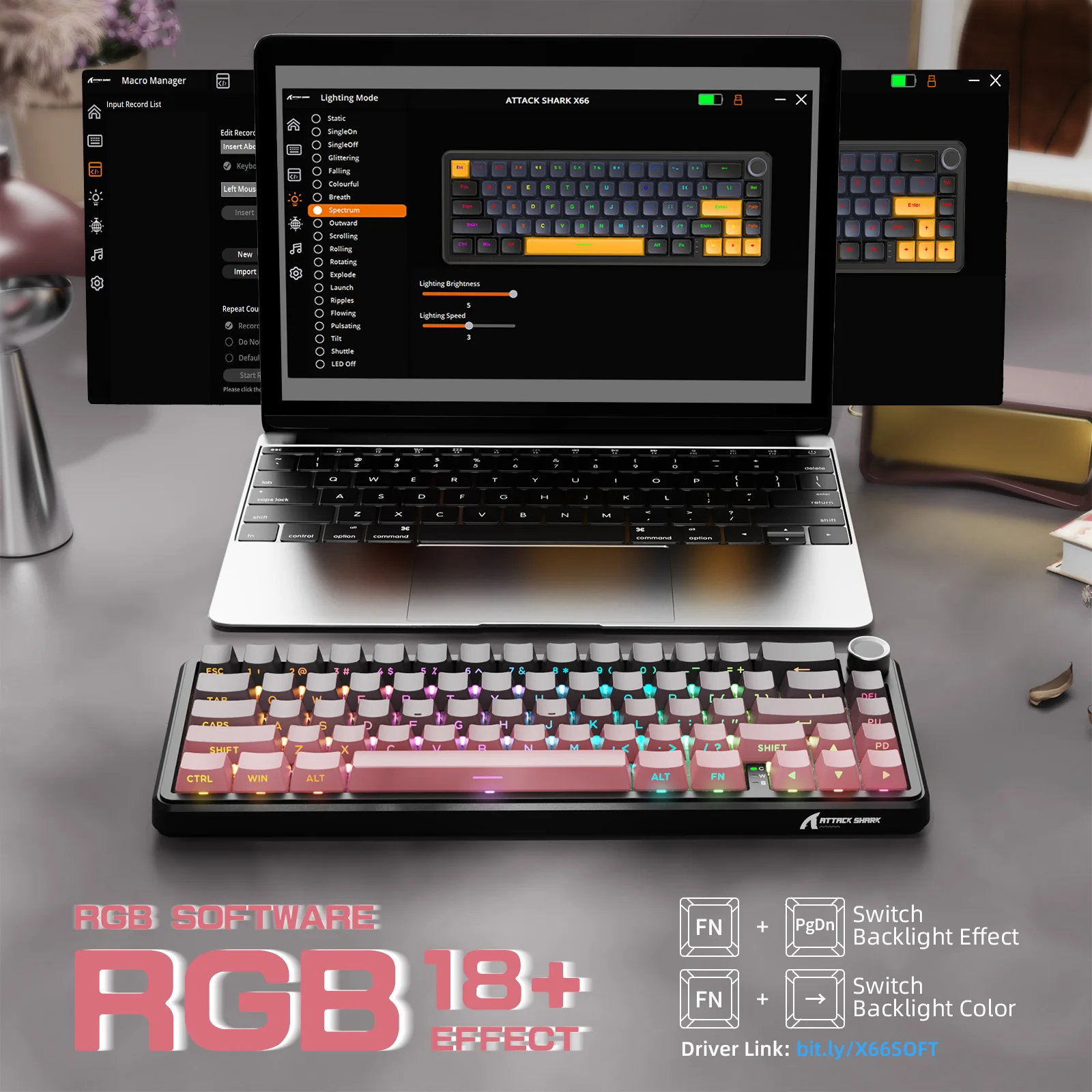 ATTACK SHARK X66 Wireless Mechanical Keyboard with 8K Coiled Cable - Image 34