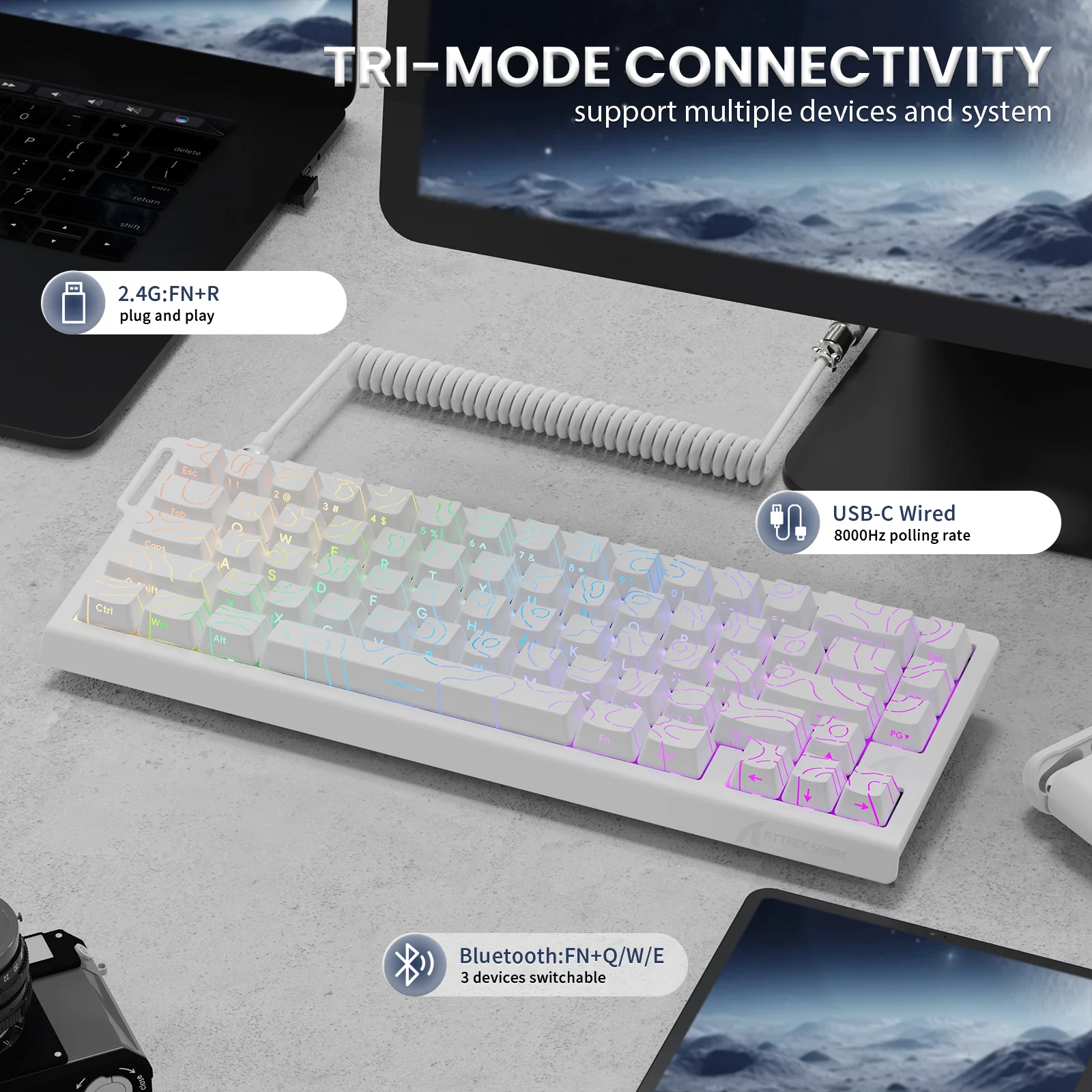 ATTACK SHARK X68PRO HE Wireless Rapid Trigger Keyboard With Coiled Cable - Image 16