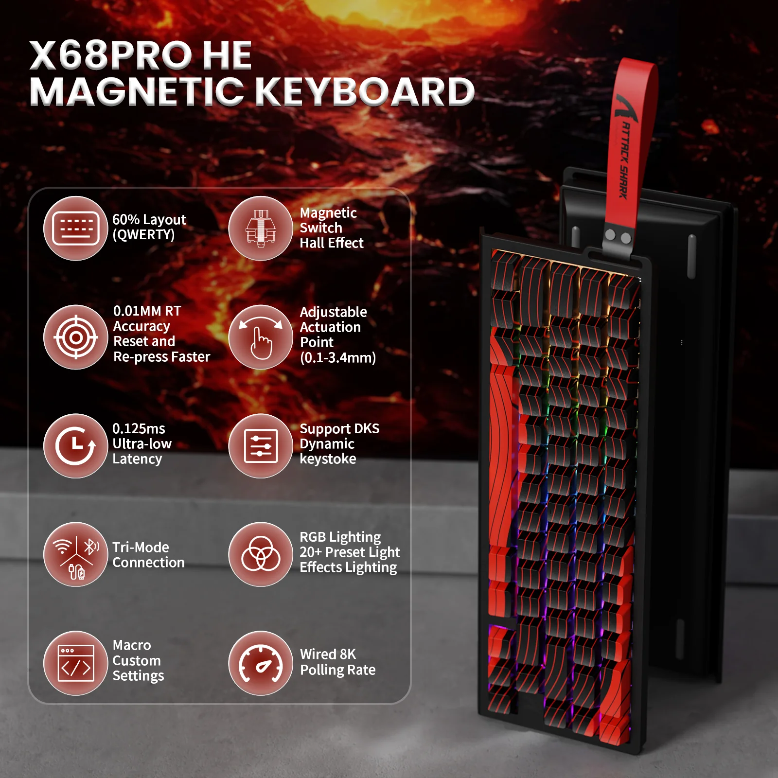 ATTACK SHARK X68PRO HE Wireless Rapid Trigger Keyboard With Coiled Cable - Image 29