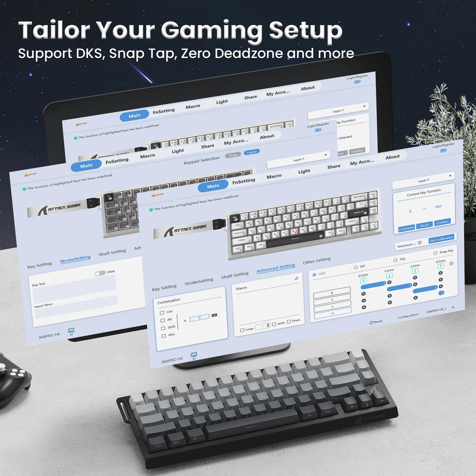 ATTACK SHARK X68PRO HE Wireless Rapid Trigger Keyboard With Coiled Cable - Image 9