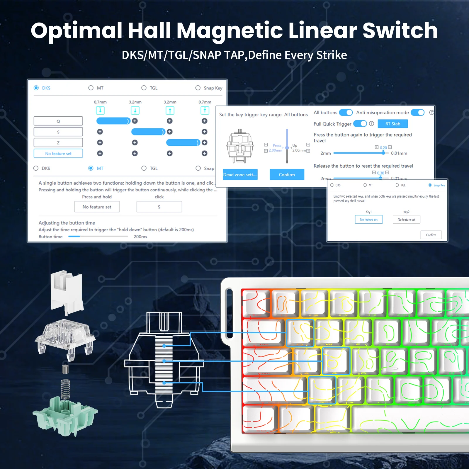 ATTACK SHARK X68 HE Rapid Trigger Keyboard Magnetic Switch with C01PRO Coiled Cable - Image 13