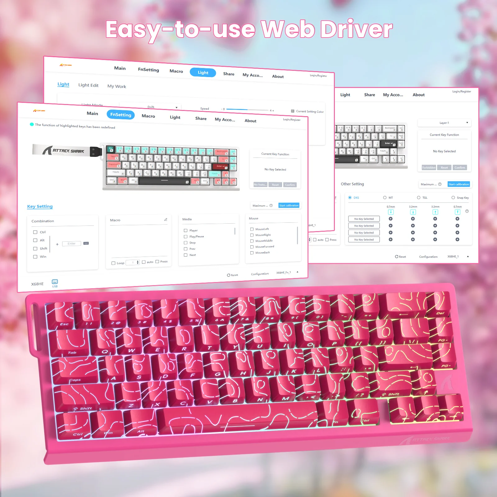 ATTACK SHARK X68 HE Rapid Trigger Keyboard Magnetic Switch with C01PRO Coiled Cable - Image 44